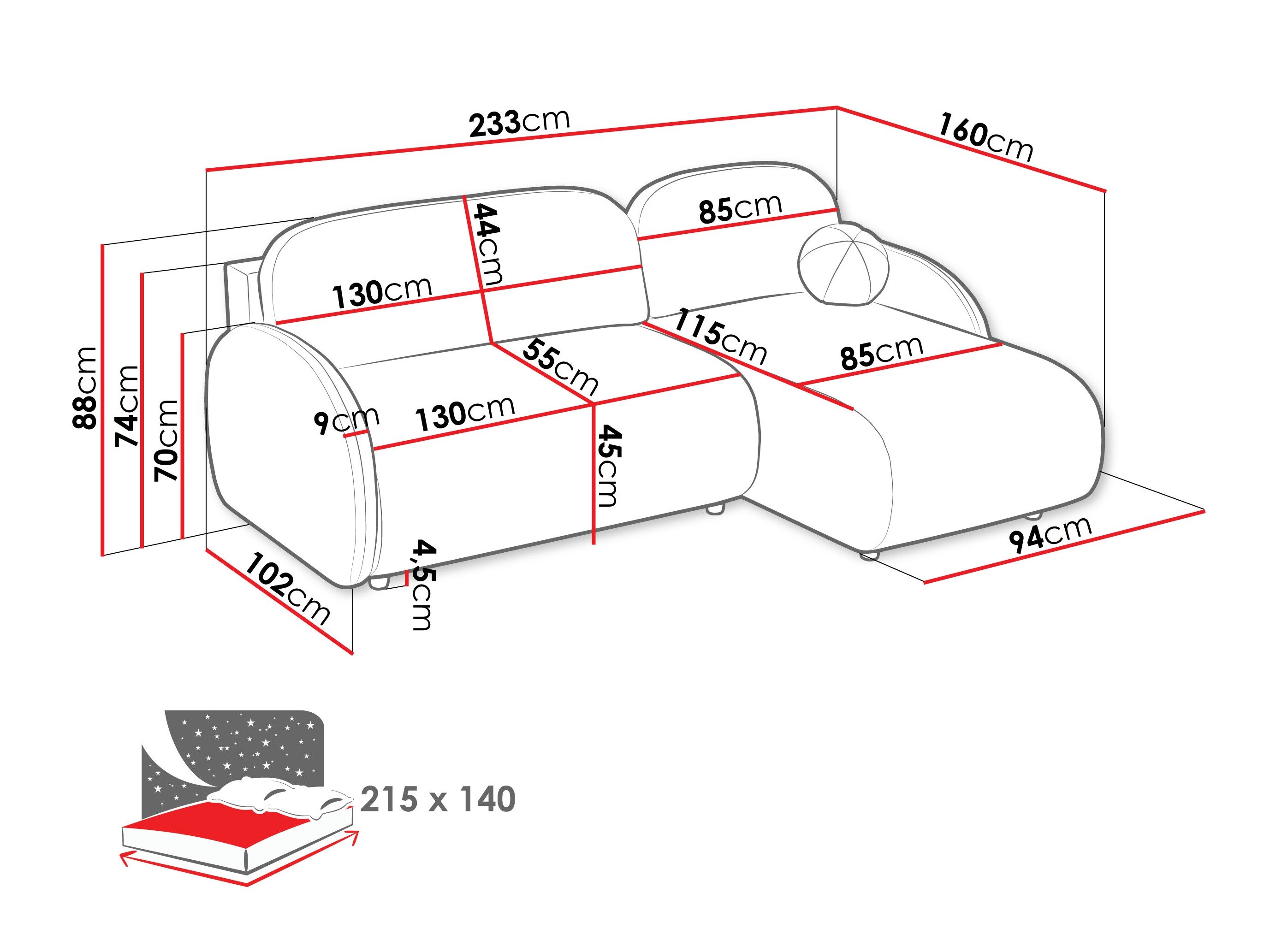 Hjørnesofa Columbus 249 (Sereno 686)