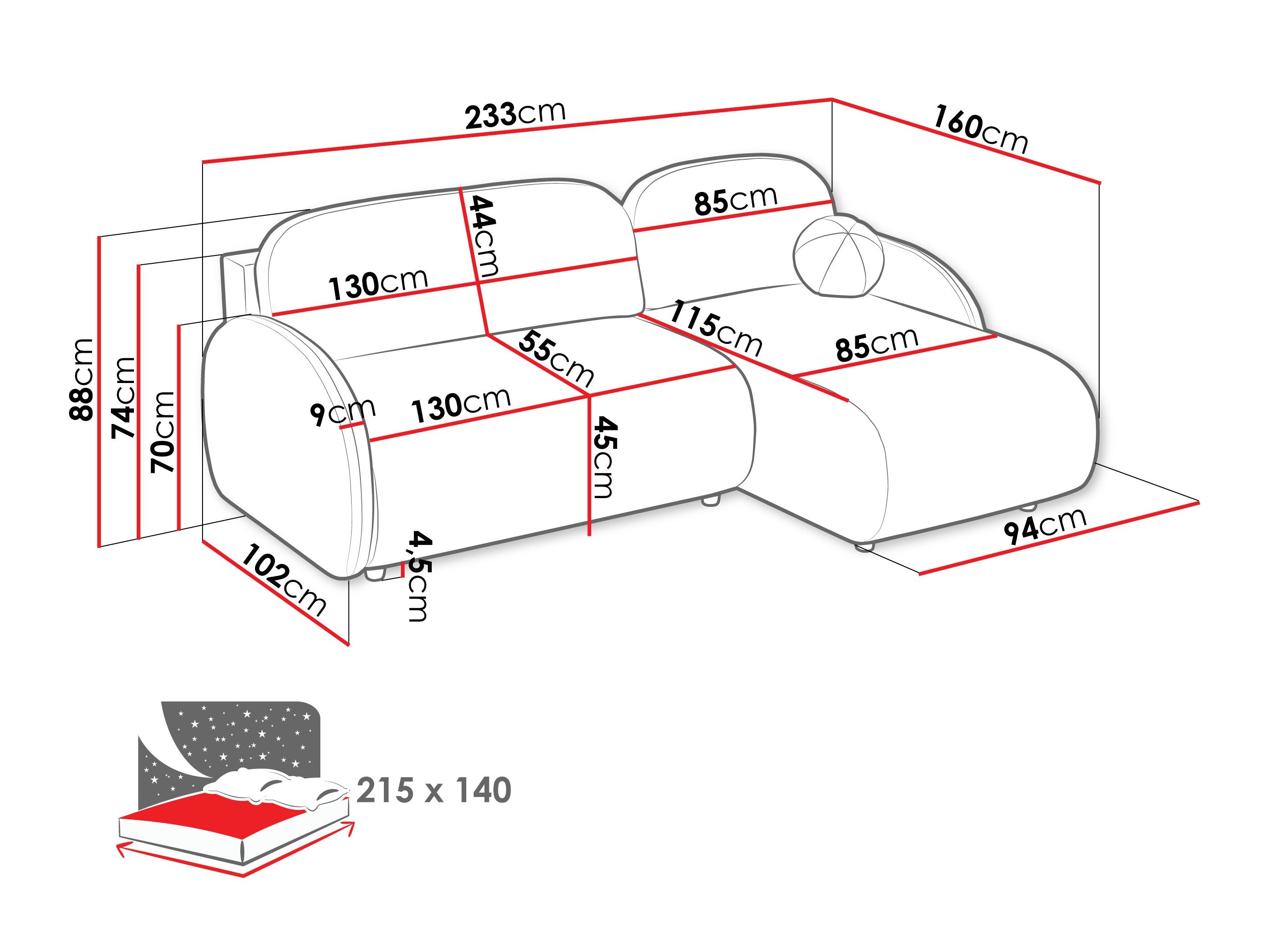 Hjørnesofa Columbus 249 (Sereno 692)