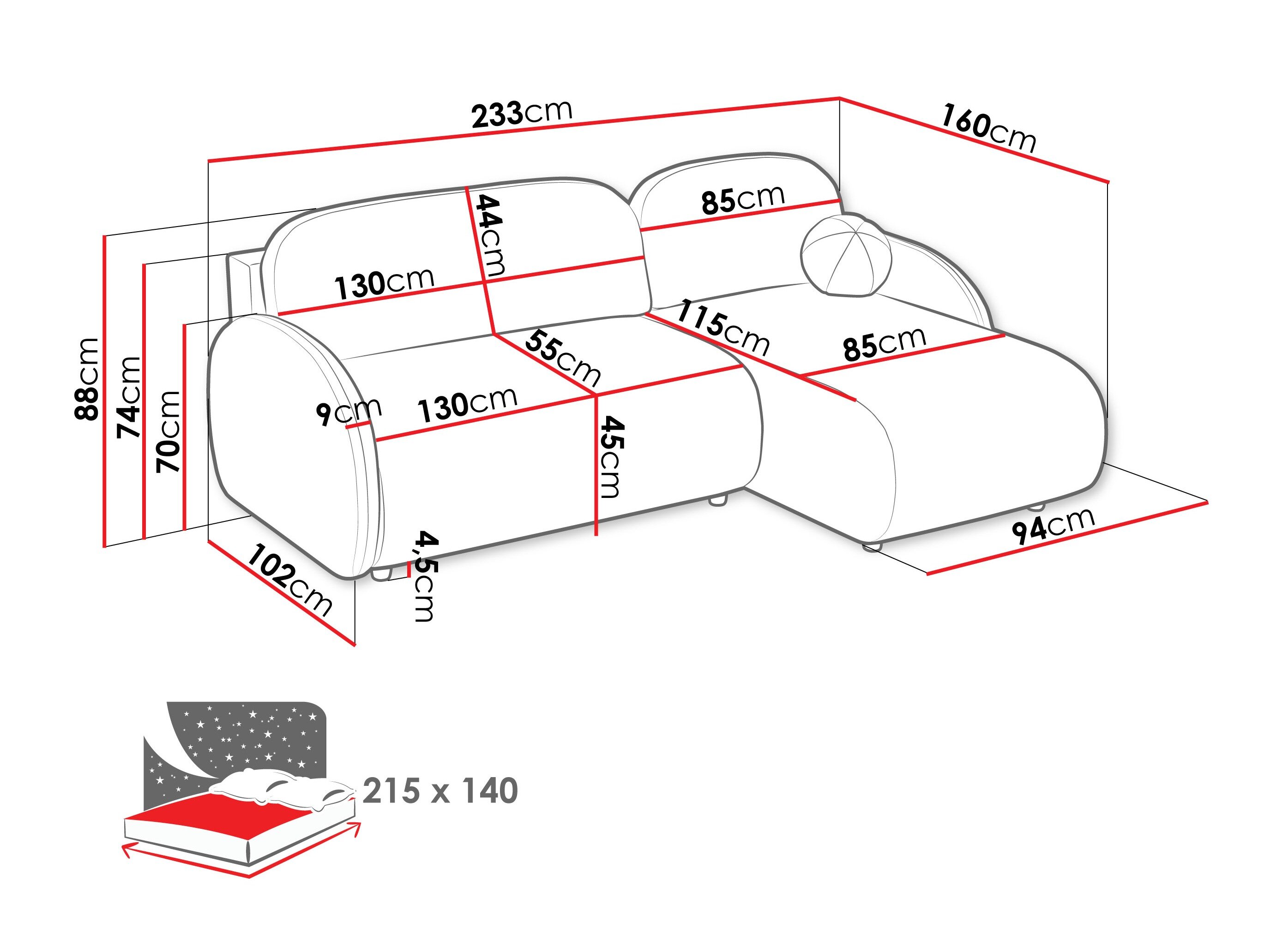 Hjørnesofa Columbus 249 (Sereno 695)