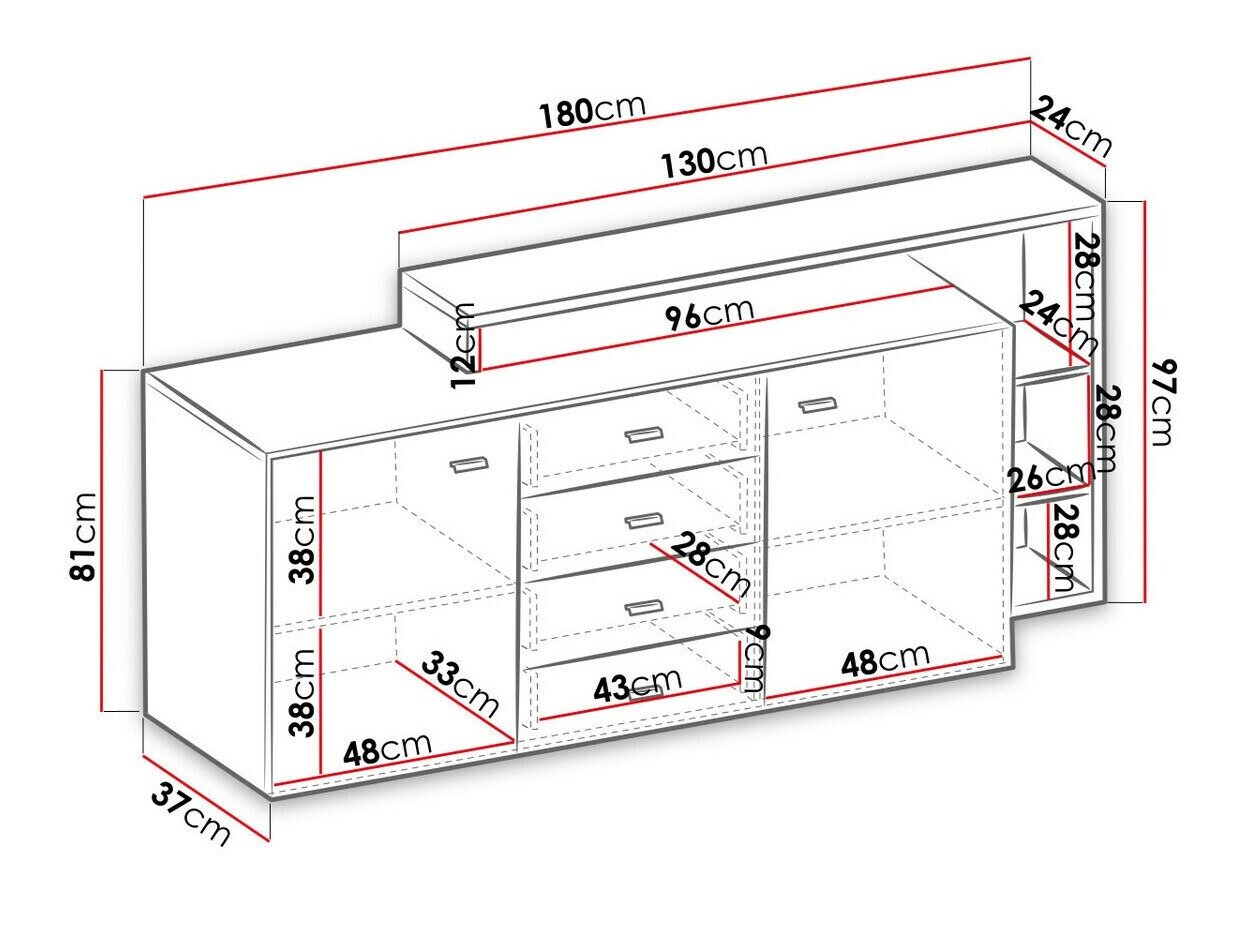 Kommode Lutiva 106 (Mat sort)