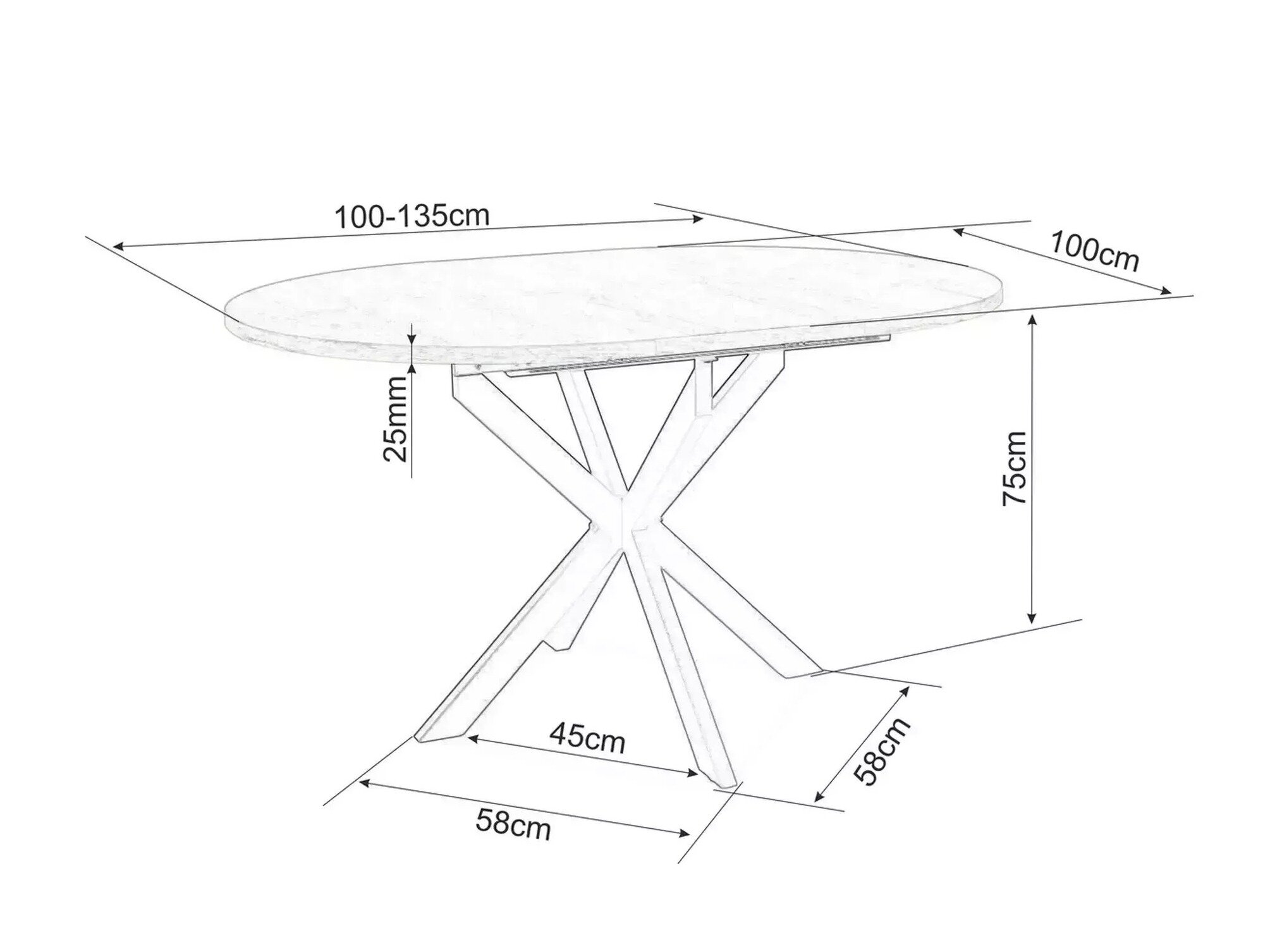 Tafel Detroit 792 (Grijs marmer)