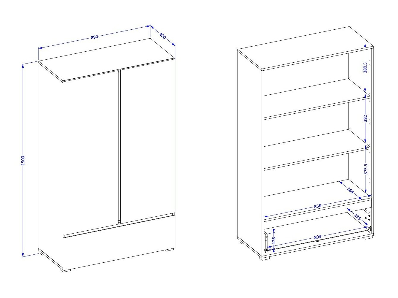 Reol Alfere 122 (Hvid)