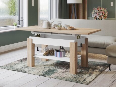 Transformeerbare salontafel Glendale 100 (Sonoma eik + Wit)