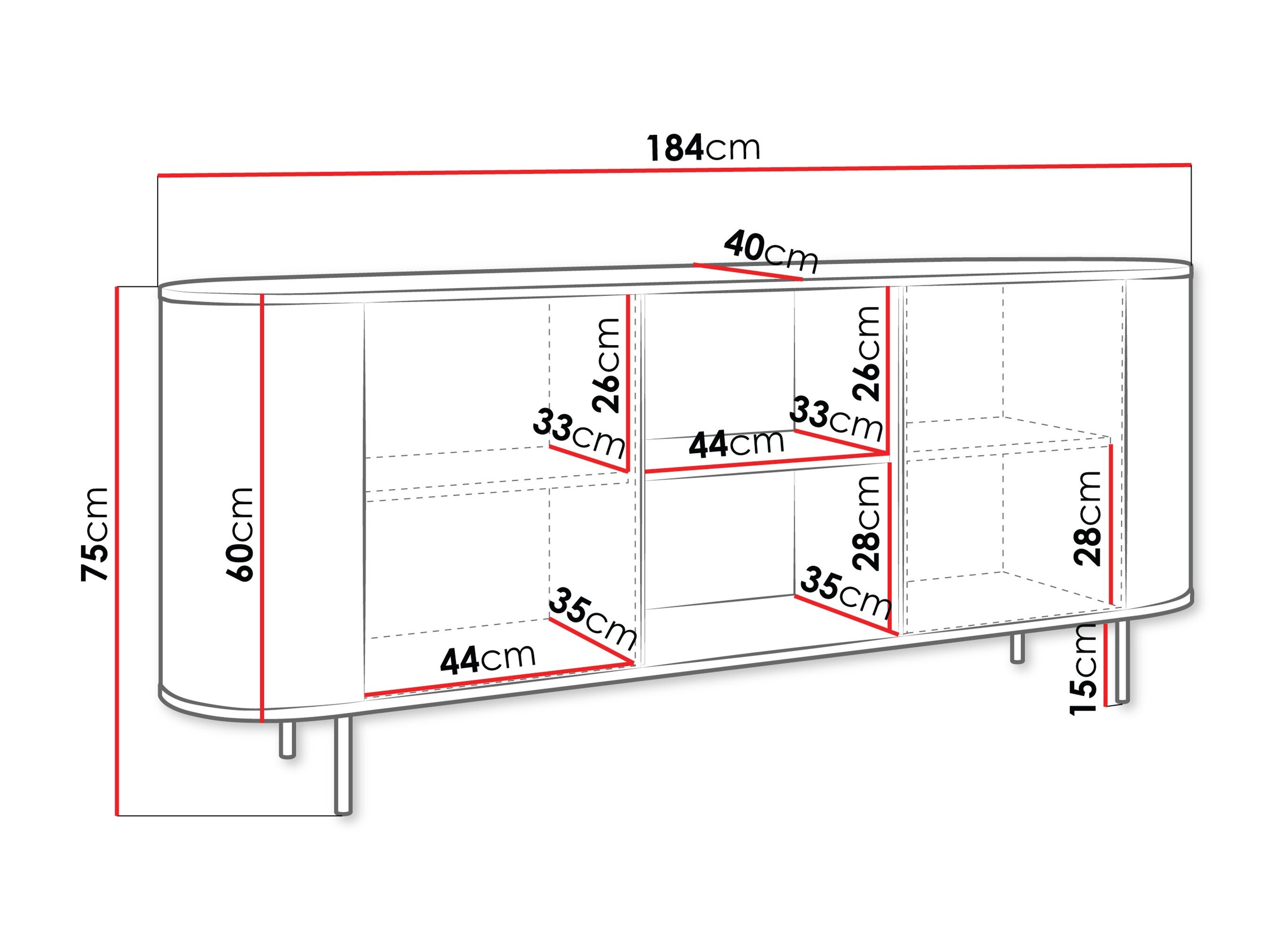 Dressoir Comfivo Livtena I (Zwart marmer + Zwart)