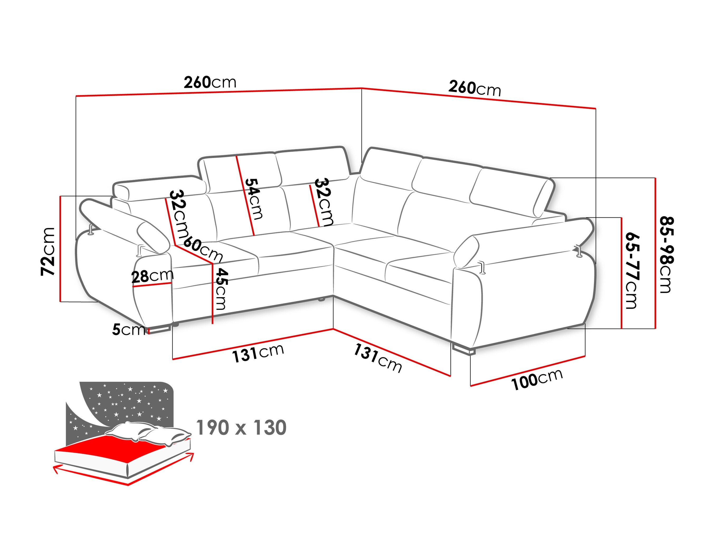 Hjørnesofa Columbus 215 (Aragon 20)