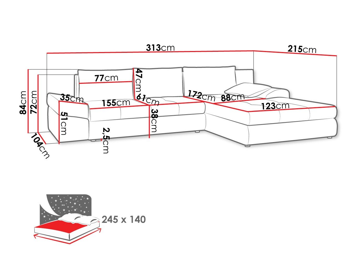 Hjørnesofa Memoria (Inari 95)