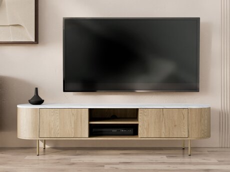 Meuble TV Comfivo Livtena I (Marbre blanc + Doré)