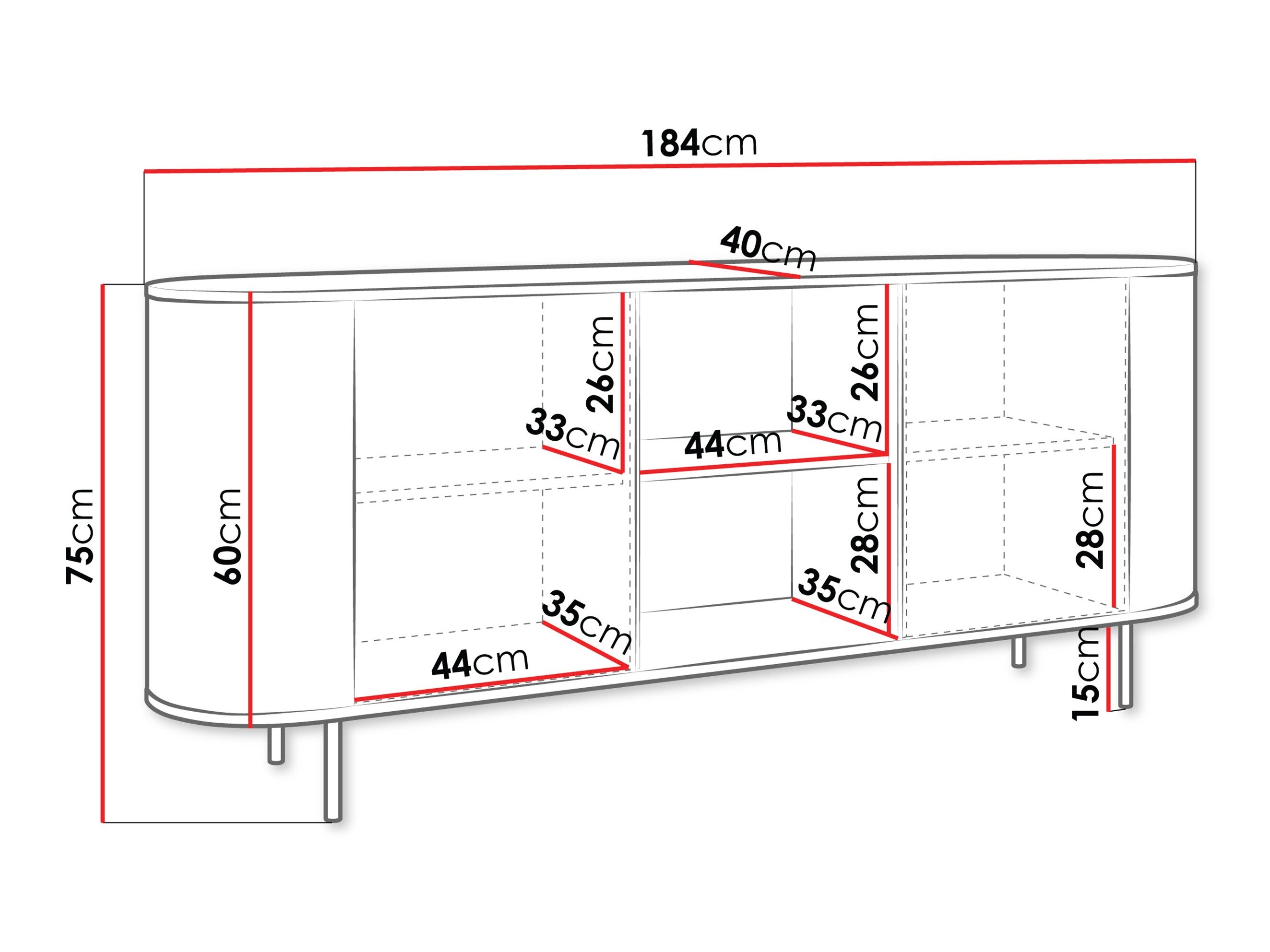 Skænk Comfivo Livtena 101 (Hvid marmor + Gylden)