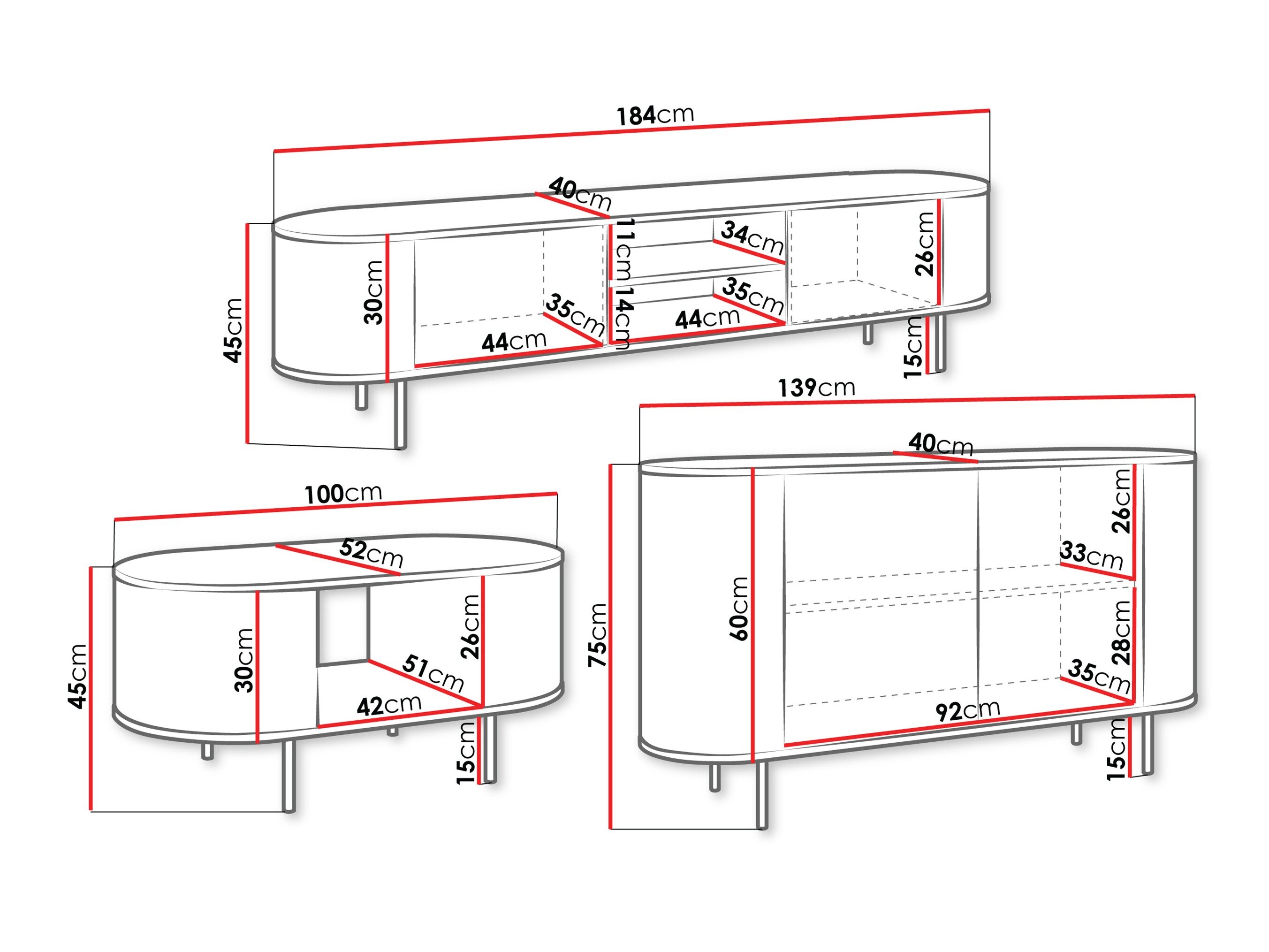 Stuemøbelsæt Comfivo Livtena (Sort marmor + Sort)