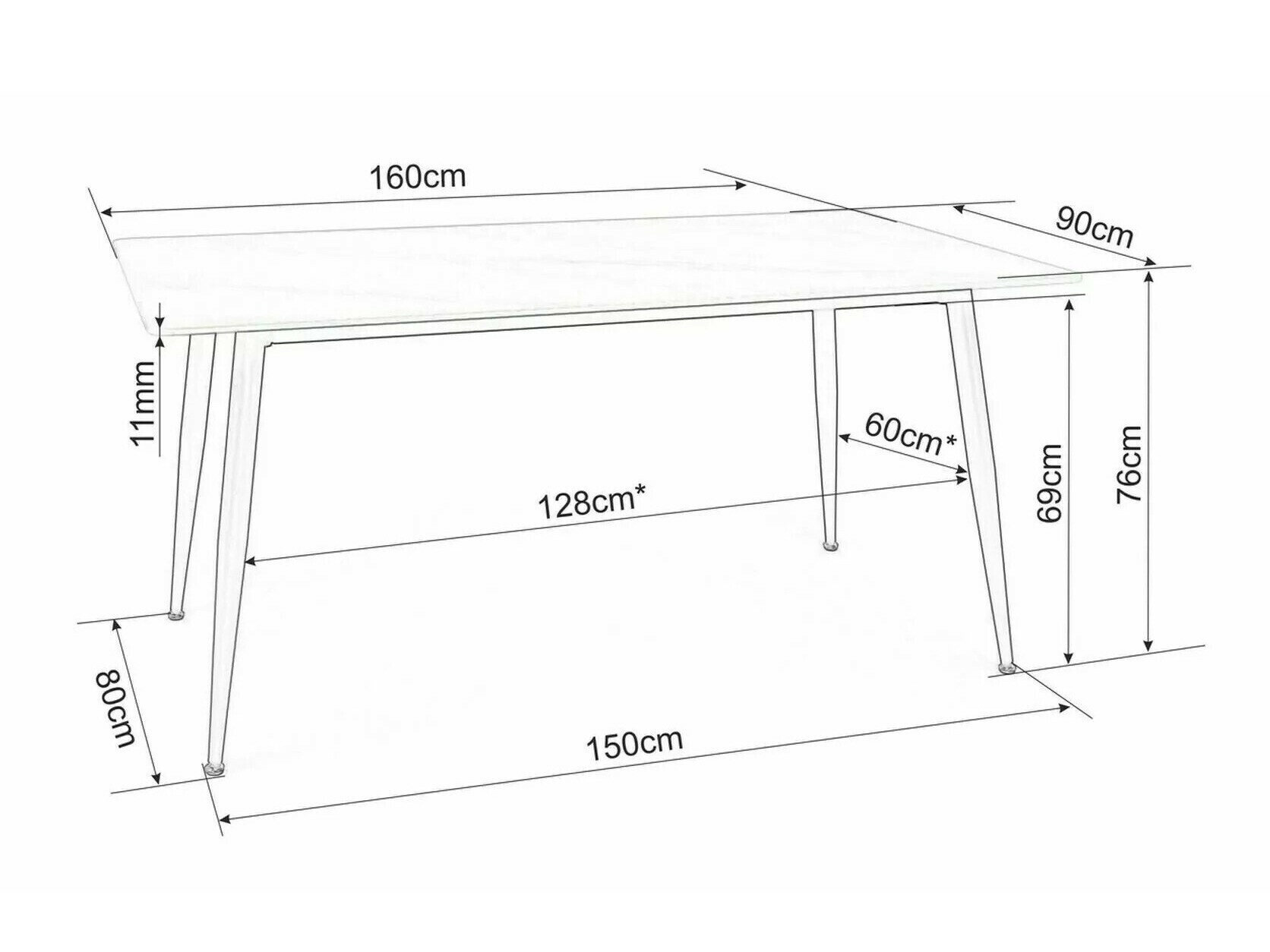 Tafel Detroit 803 (Grijs marmer)