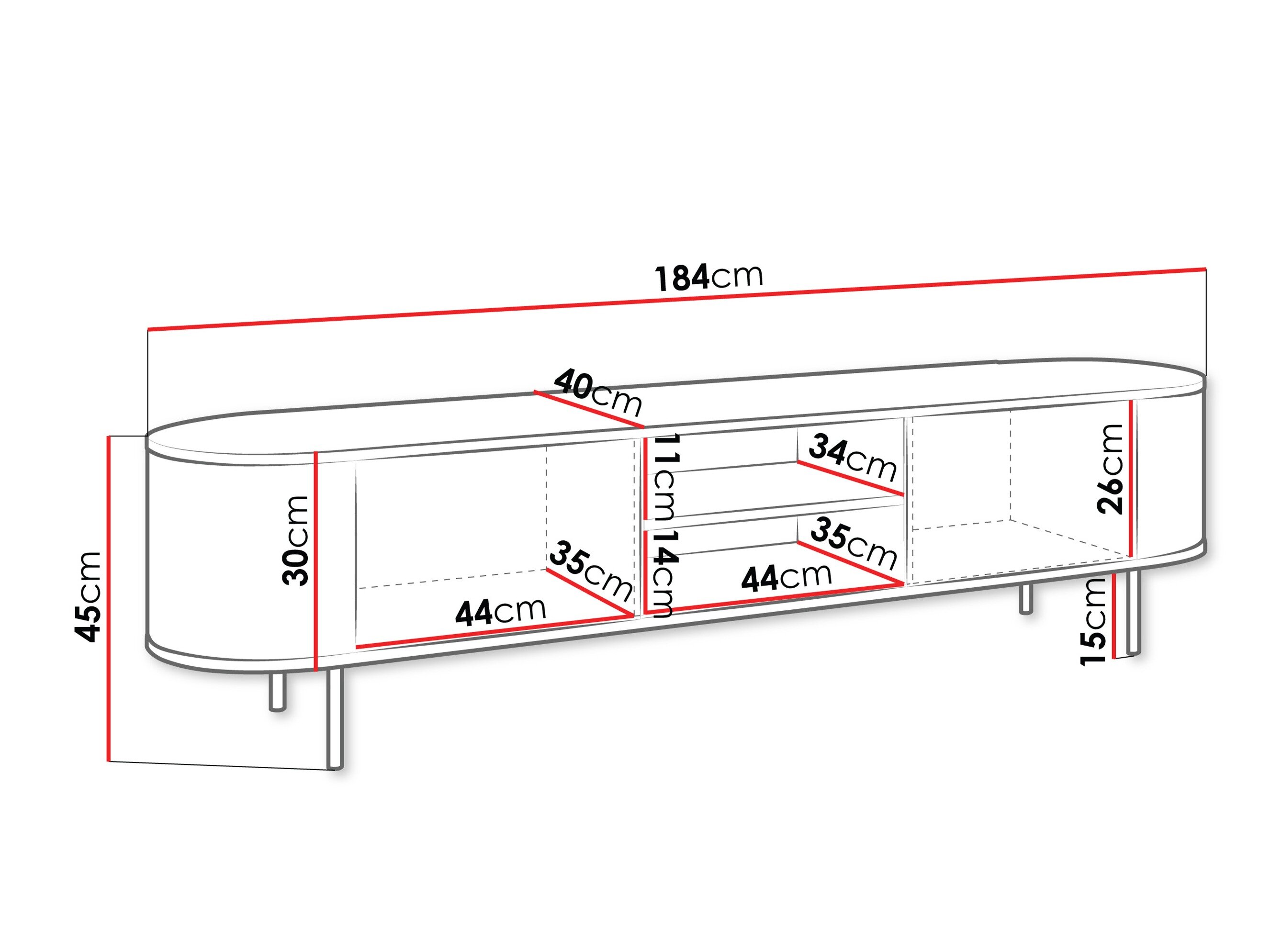 TV-bord Comfivo Livtena I (Sort marmor + Sort)