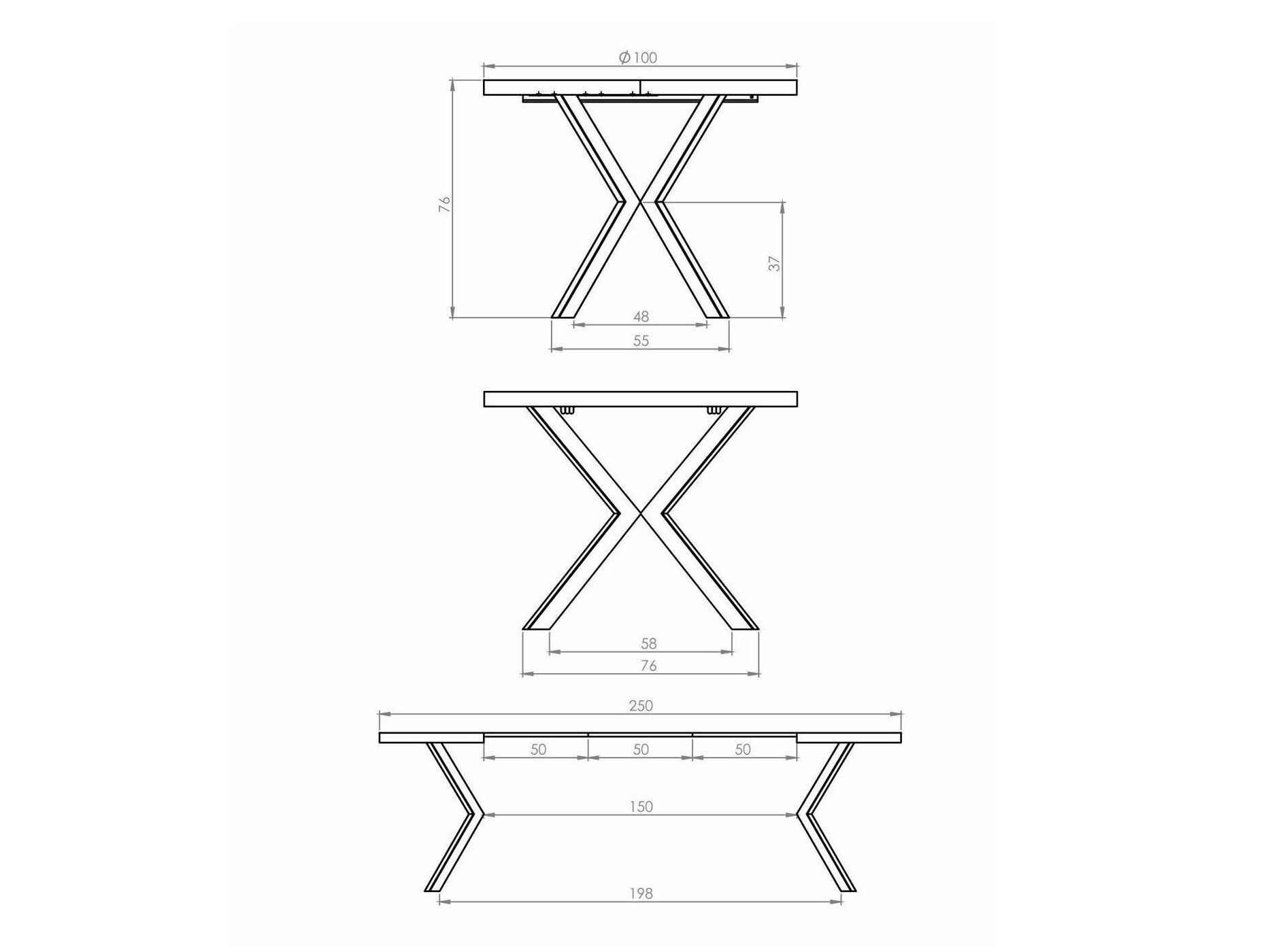 Bord Houston 1495 (Gylden eg + Sort)