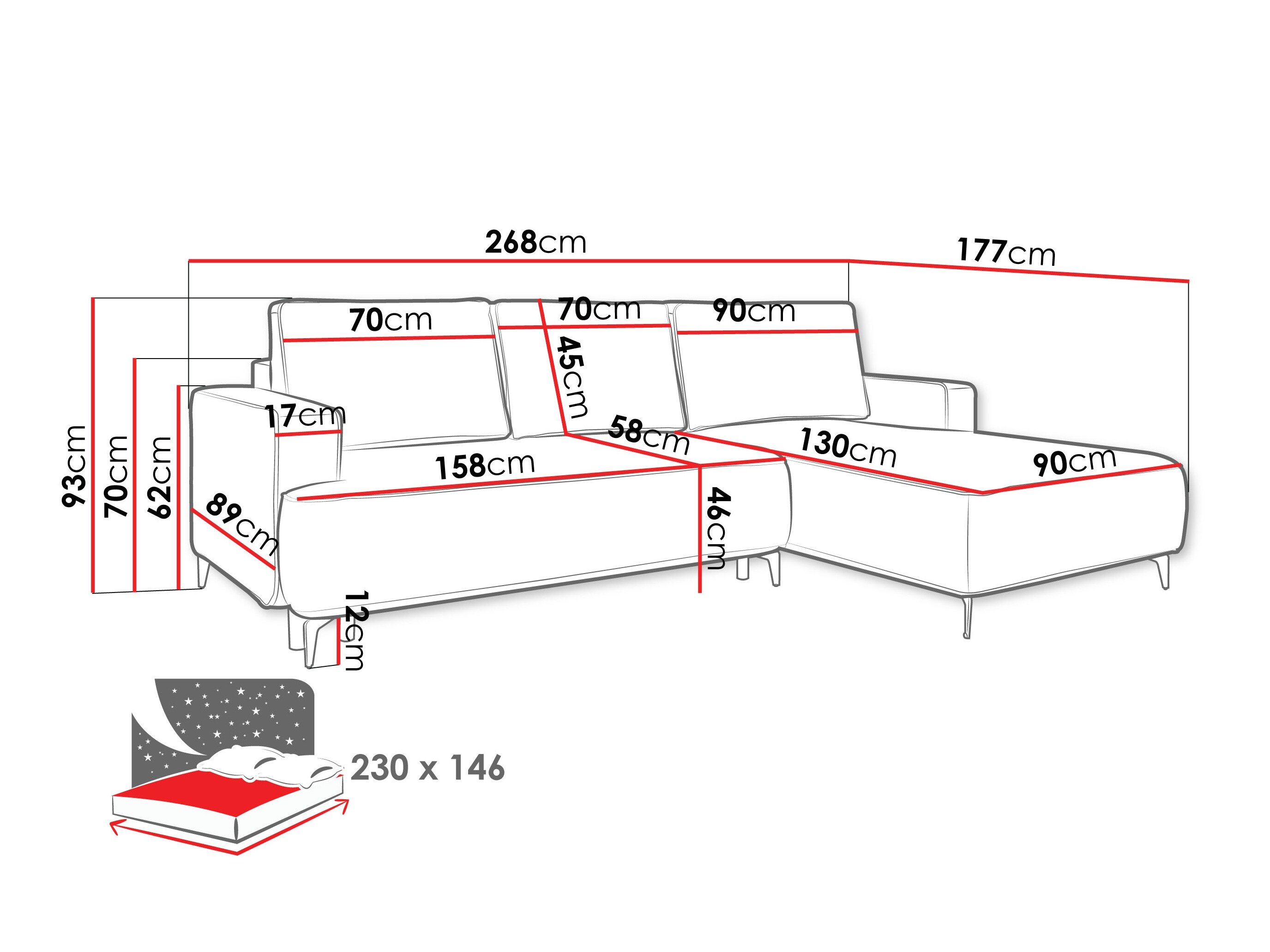 Hjørnesofa ComfiDream 200 (Castel 15)