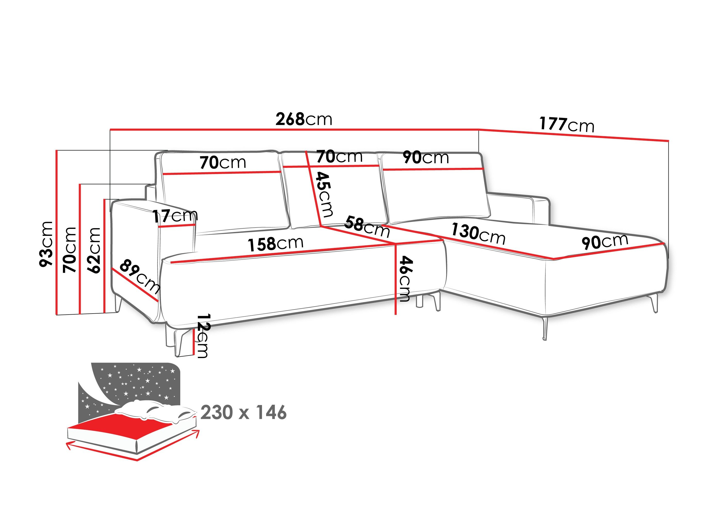 Hjørnesofa ComfiDream 200 (Castel 79)
