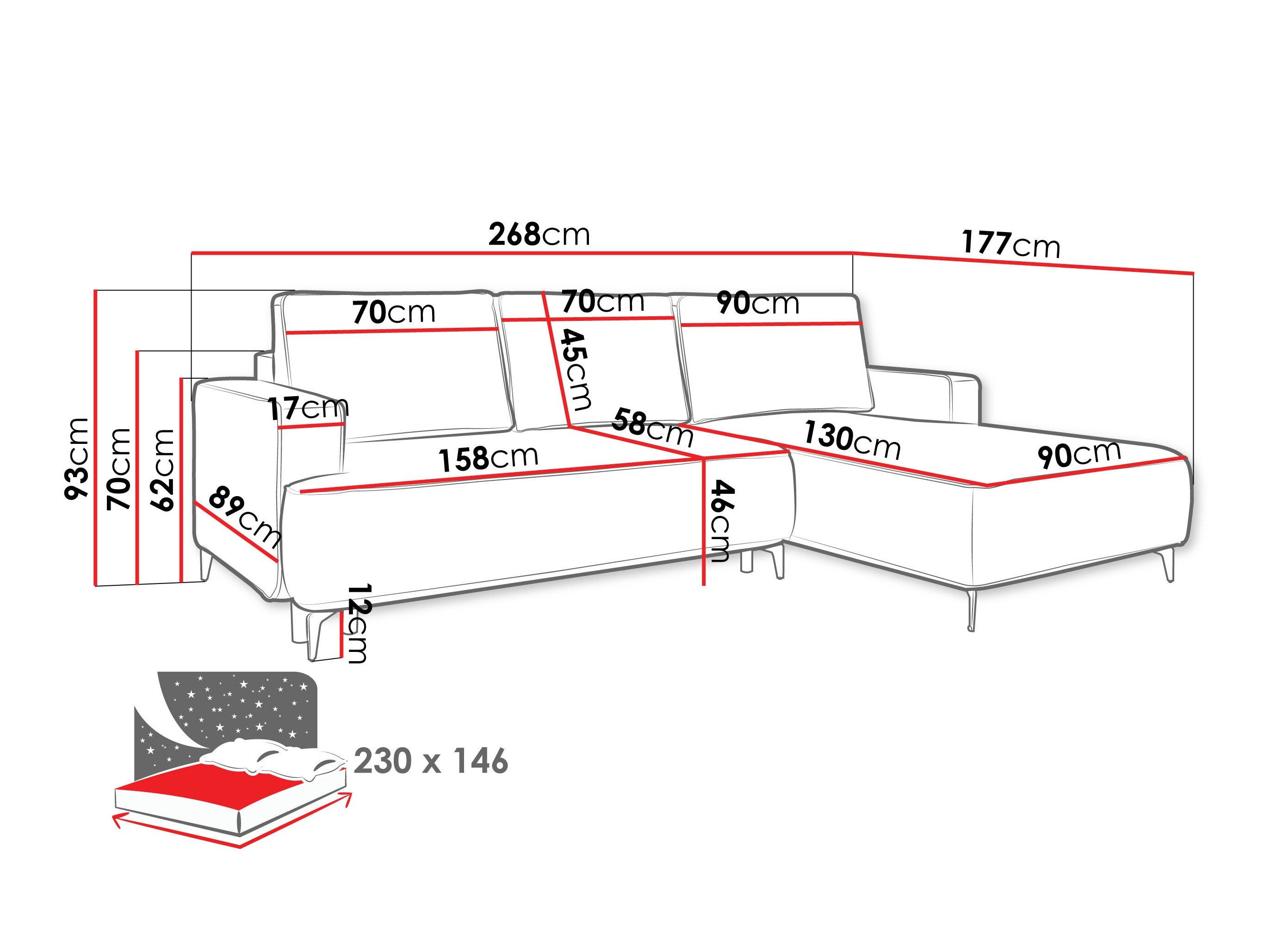 Hjørnesofa ComfiDream Lyraion (Castel 39)