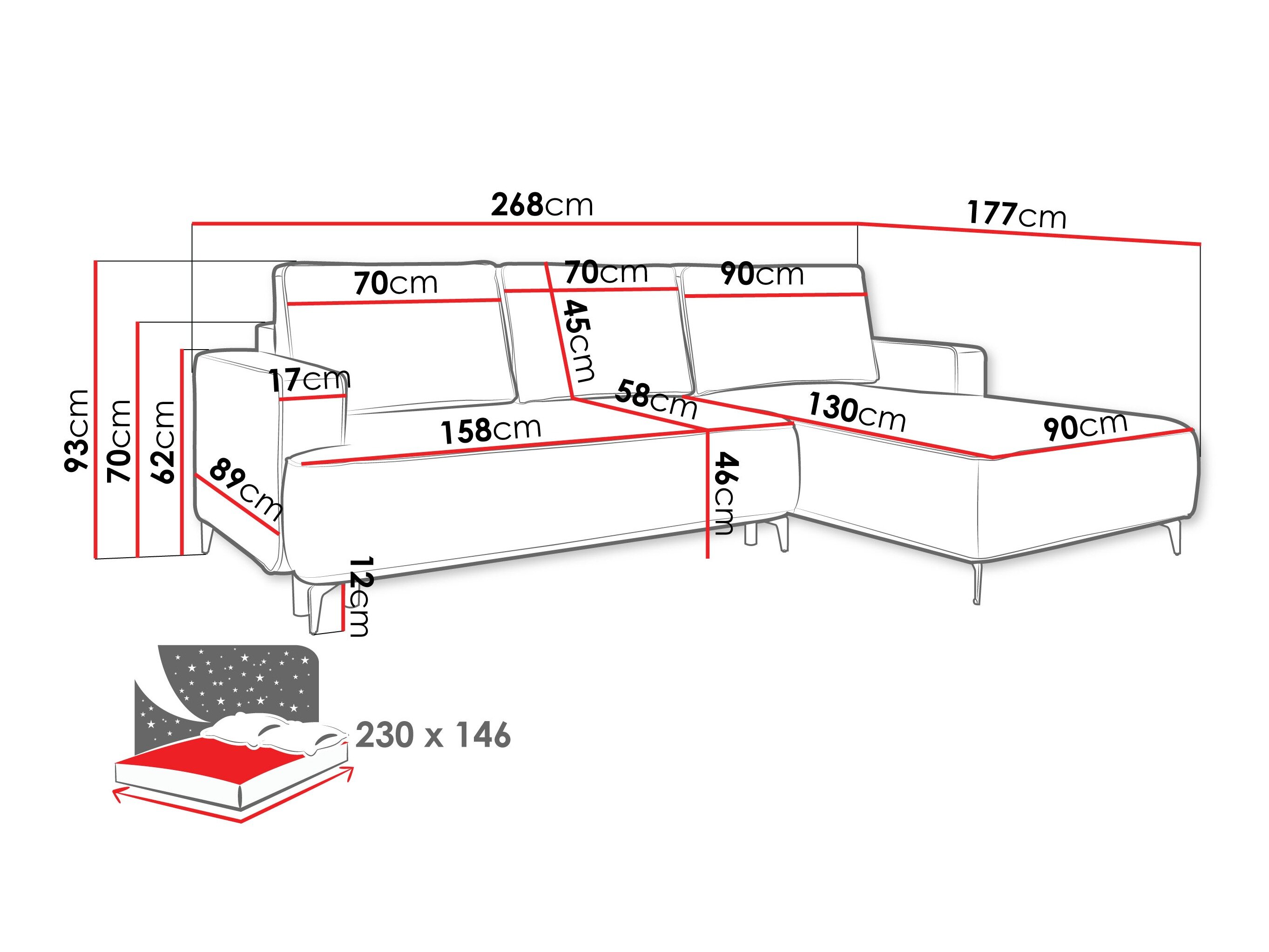 Hjørnesofa ComfiDream Lyraion (Castel 59)