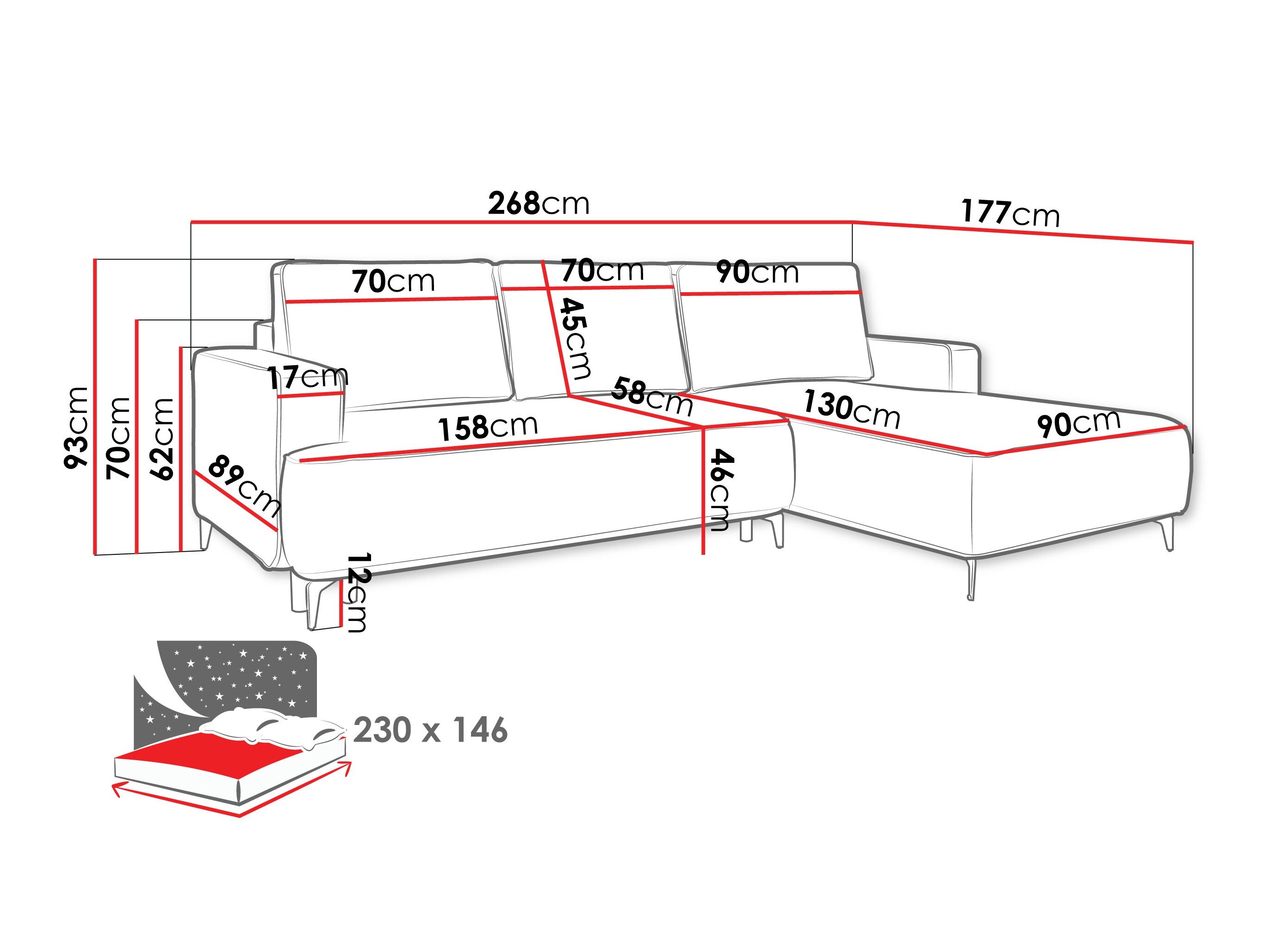Hjørnesofa ComfiDream Lyraion (Castel 59)