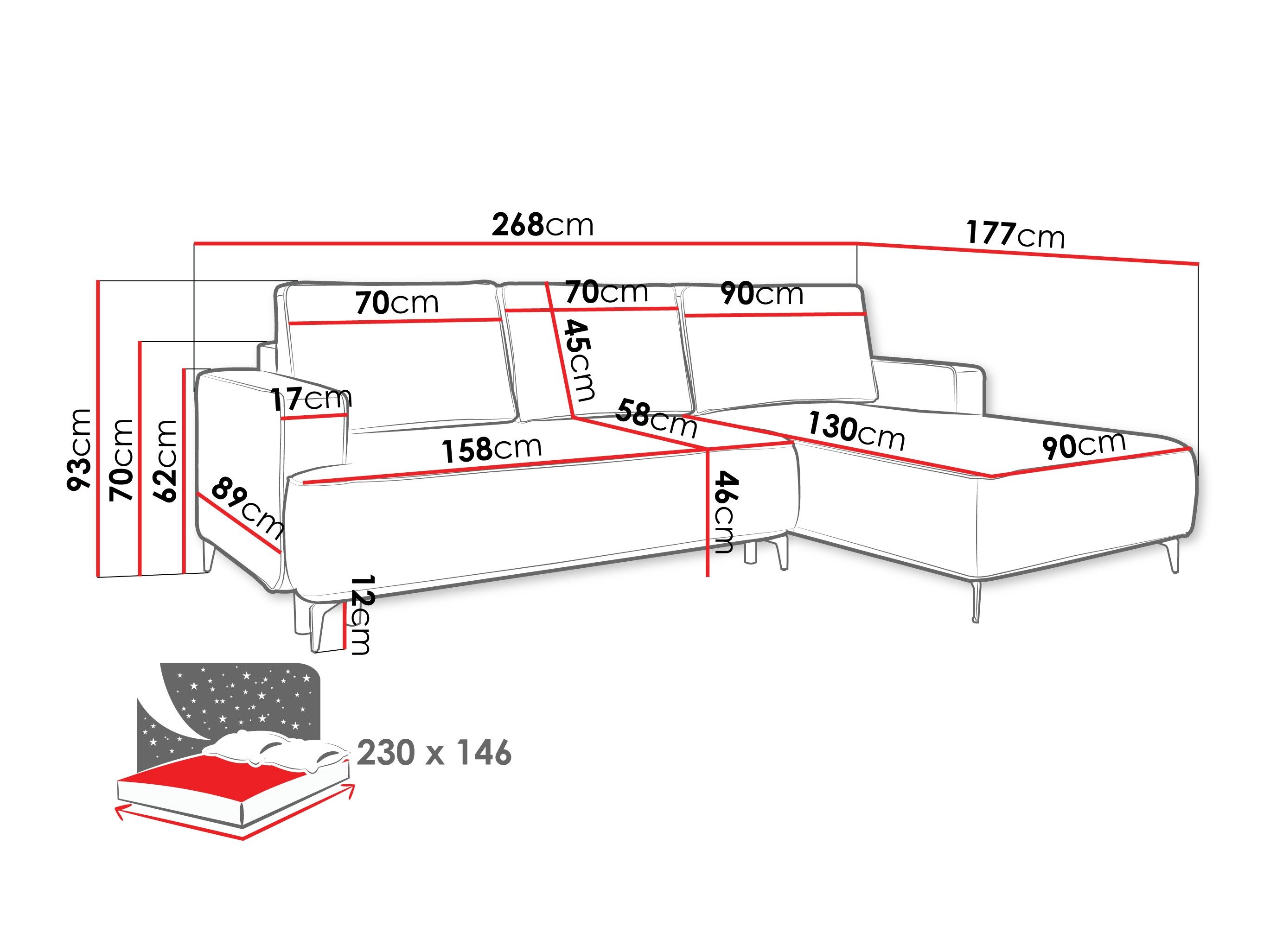Hjørnesofa ComfiDream Lyraion (Castel 79)