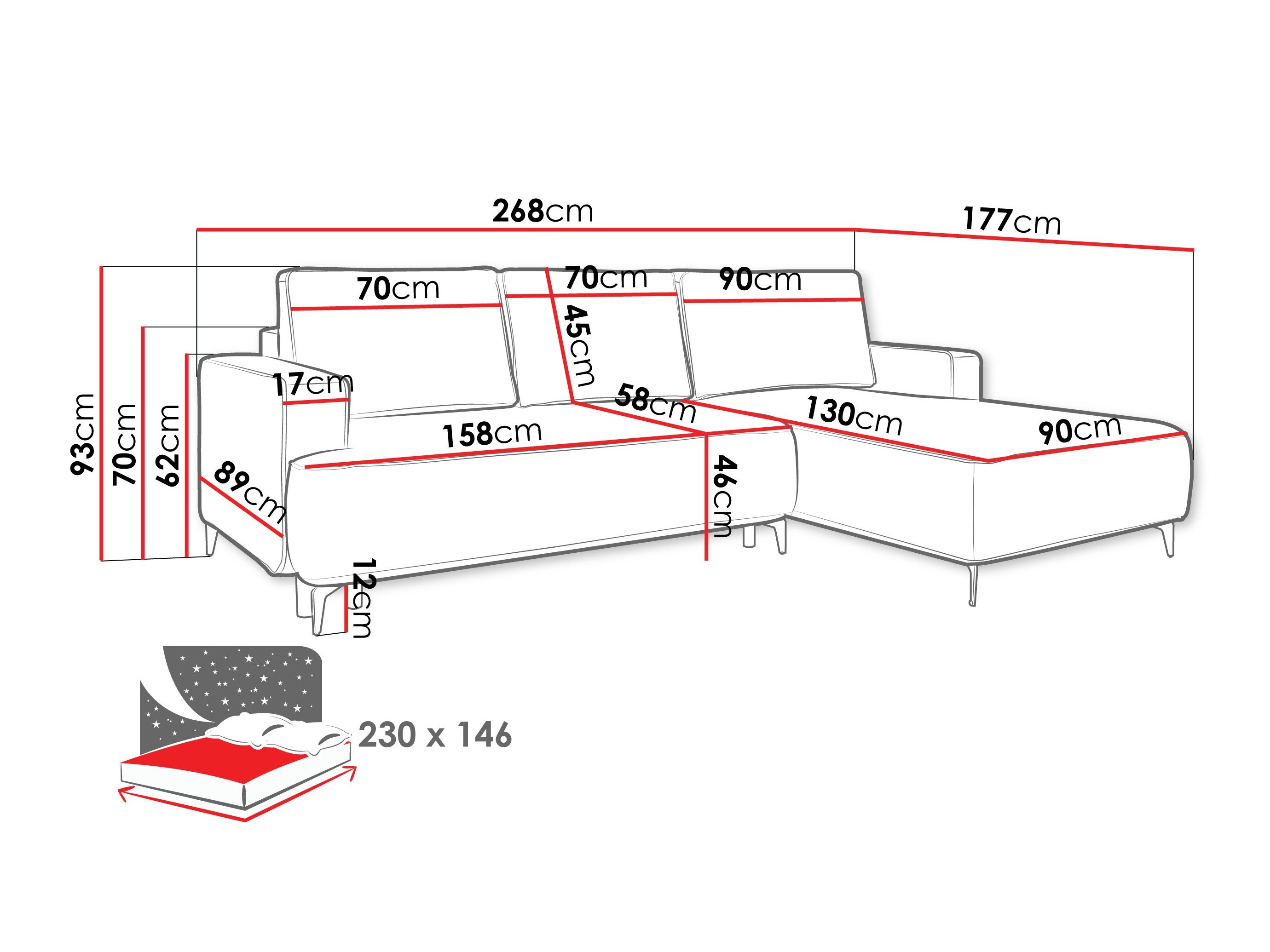 Hjørnesofa ComfiDream Lyraion (Castel 82)