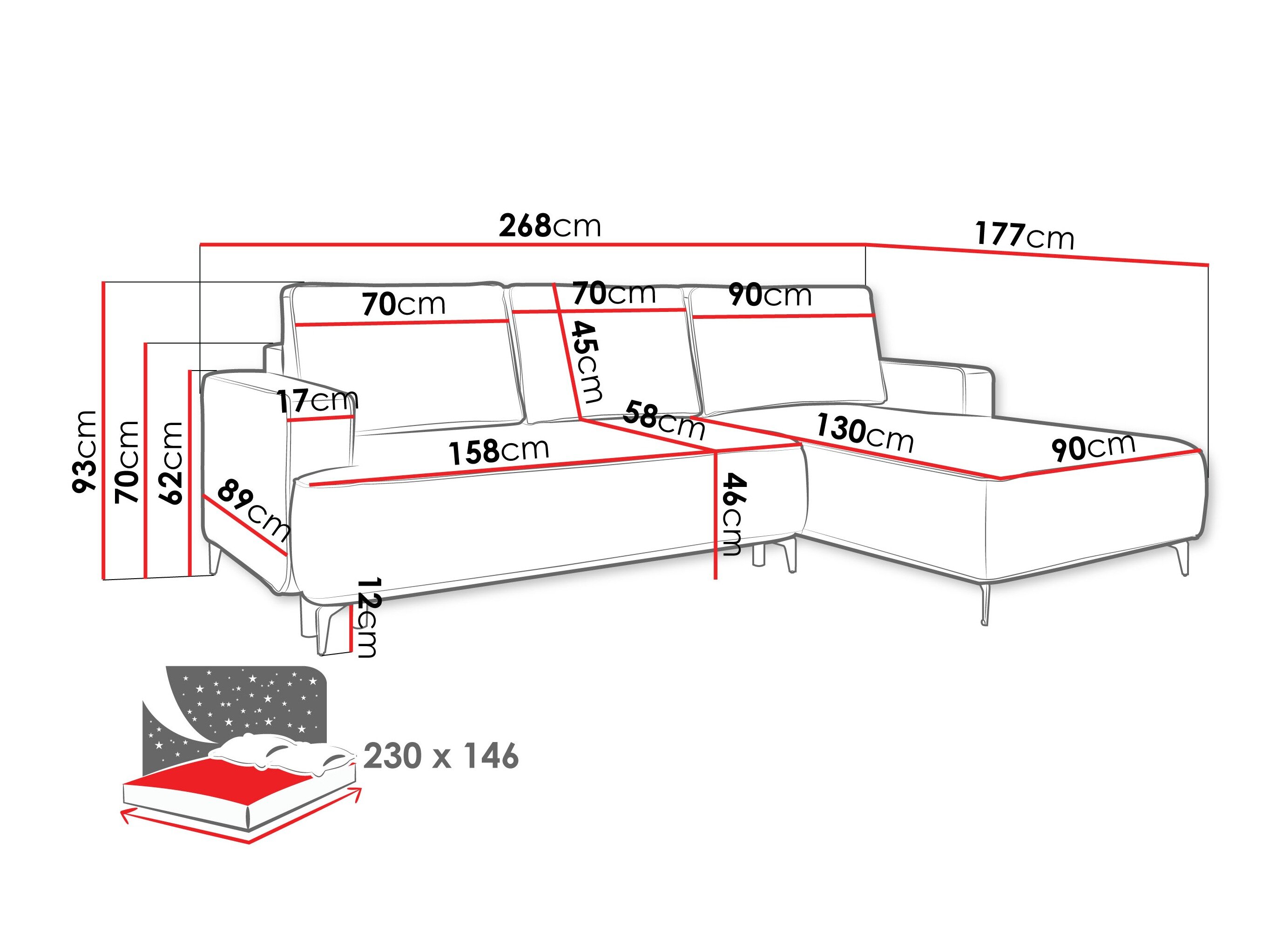 Hjørnesofa ComfiDream Lyraion (Castel 82)