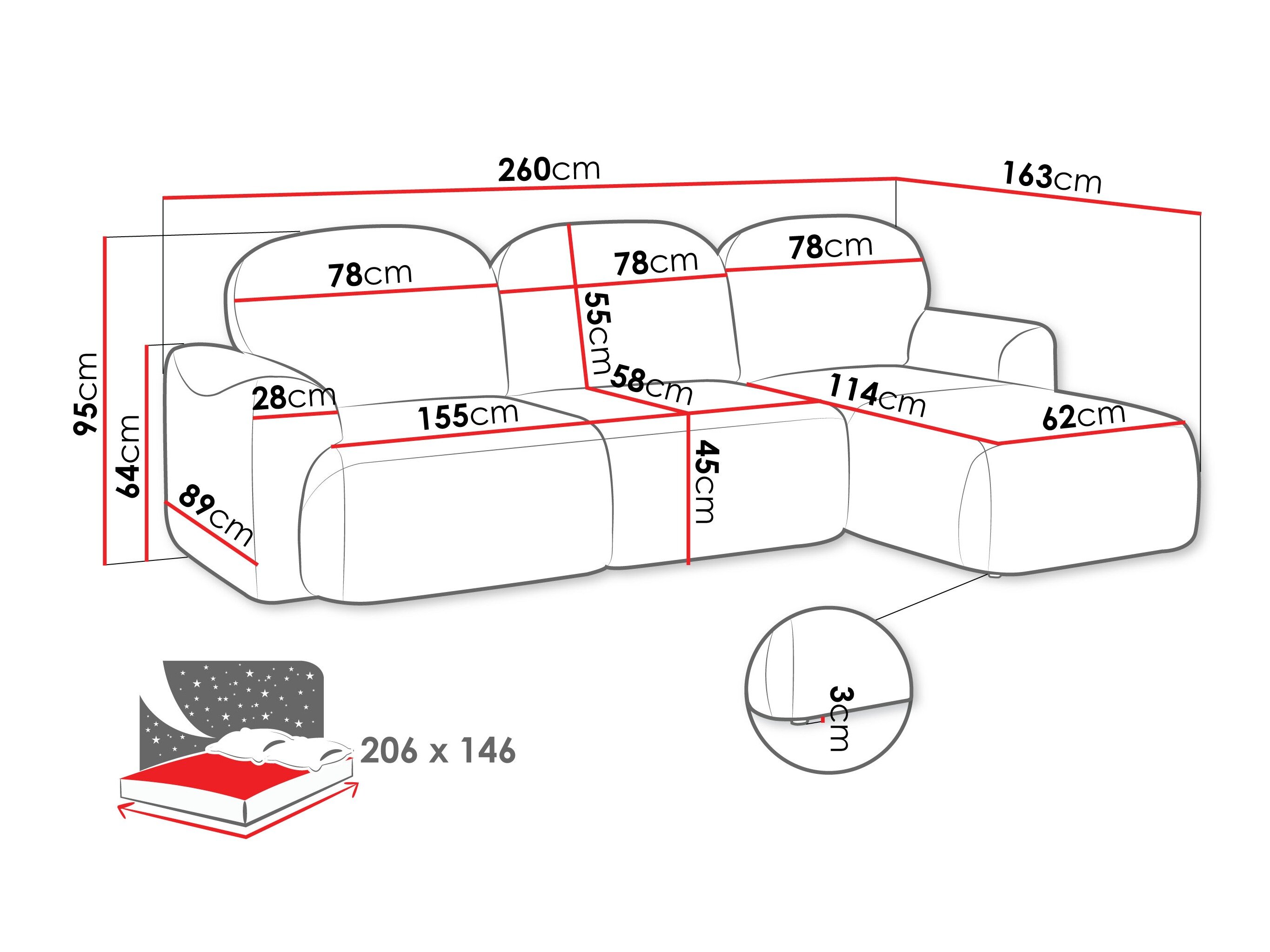 Hjørnesofa ComfiDream Fjoruna (Cremona 02)