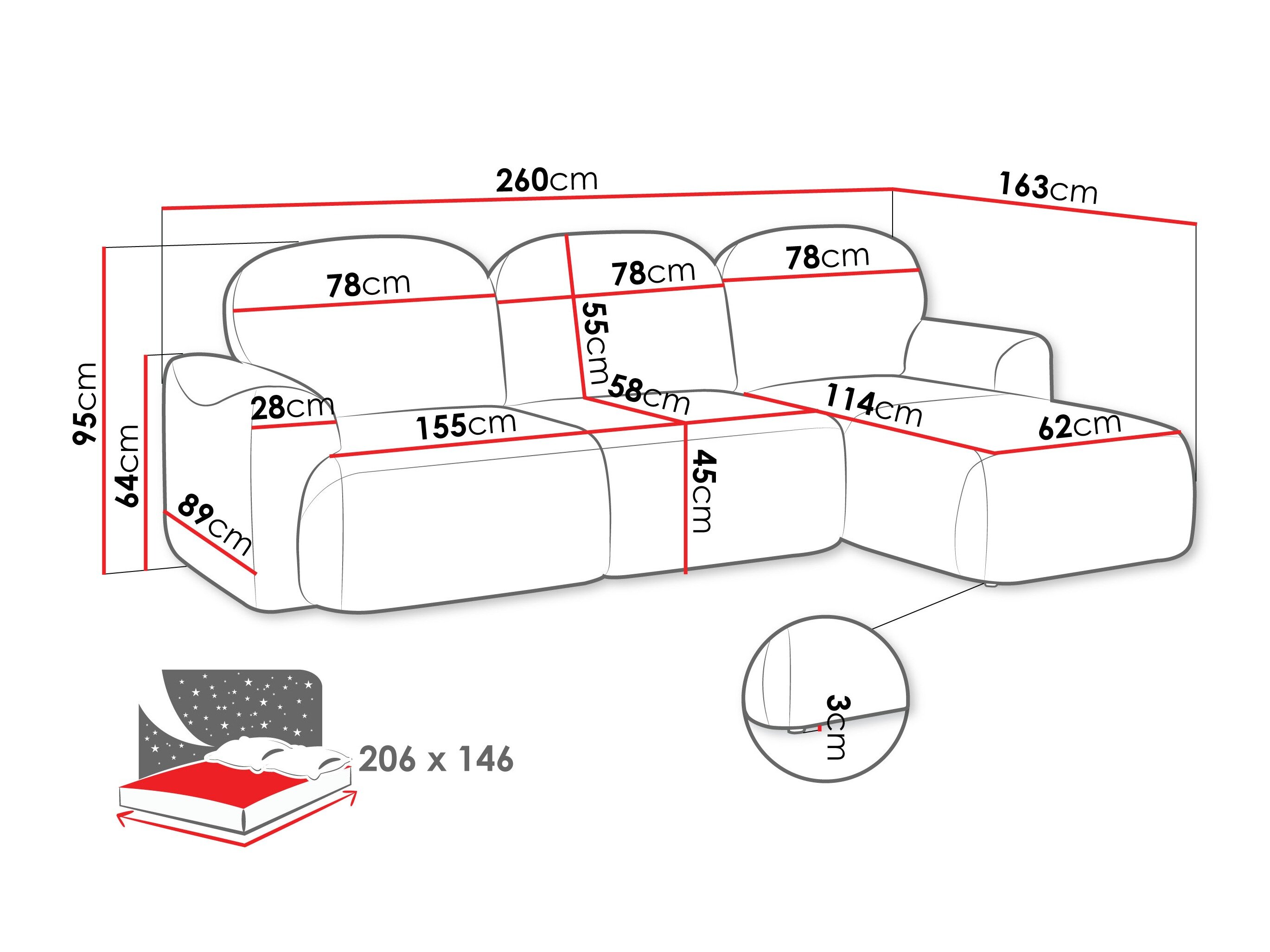 Hjørnesofa ComfiDream Fjoruna (Cremona 02)