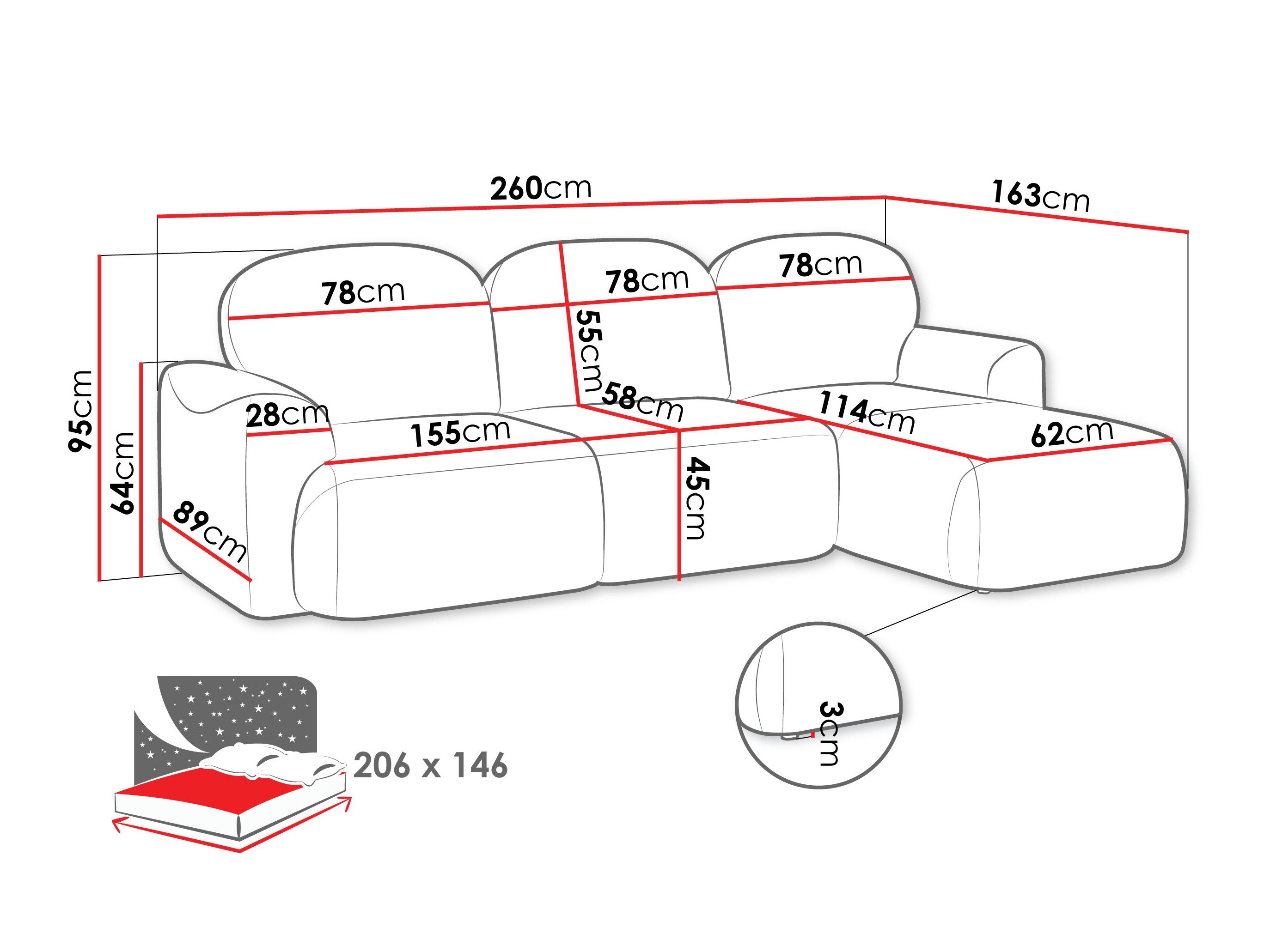 Hjørnesofa ComfiDream Fjoruna (Cremona 38)