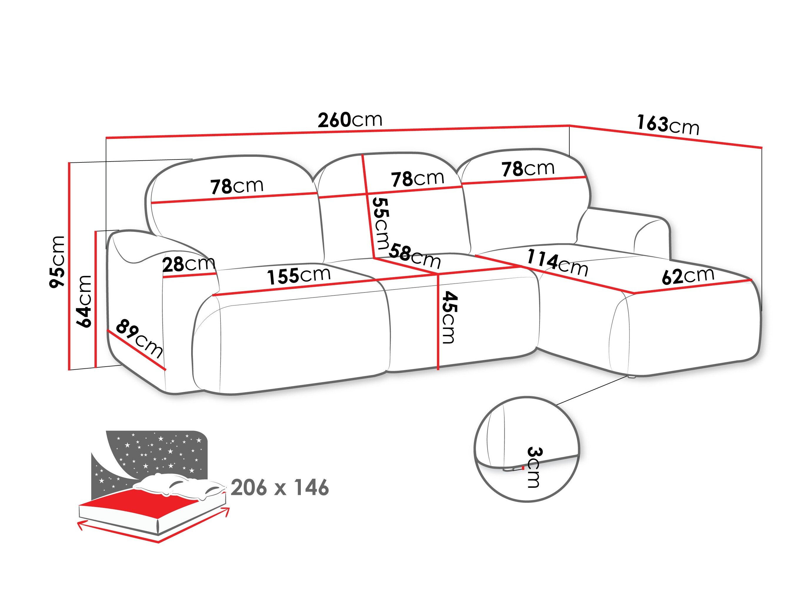 Hjørnesofa ComfiDream Fjoruna (Cremona 79)