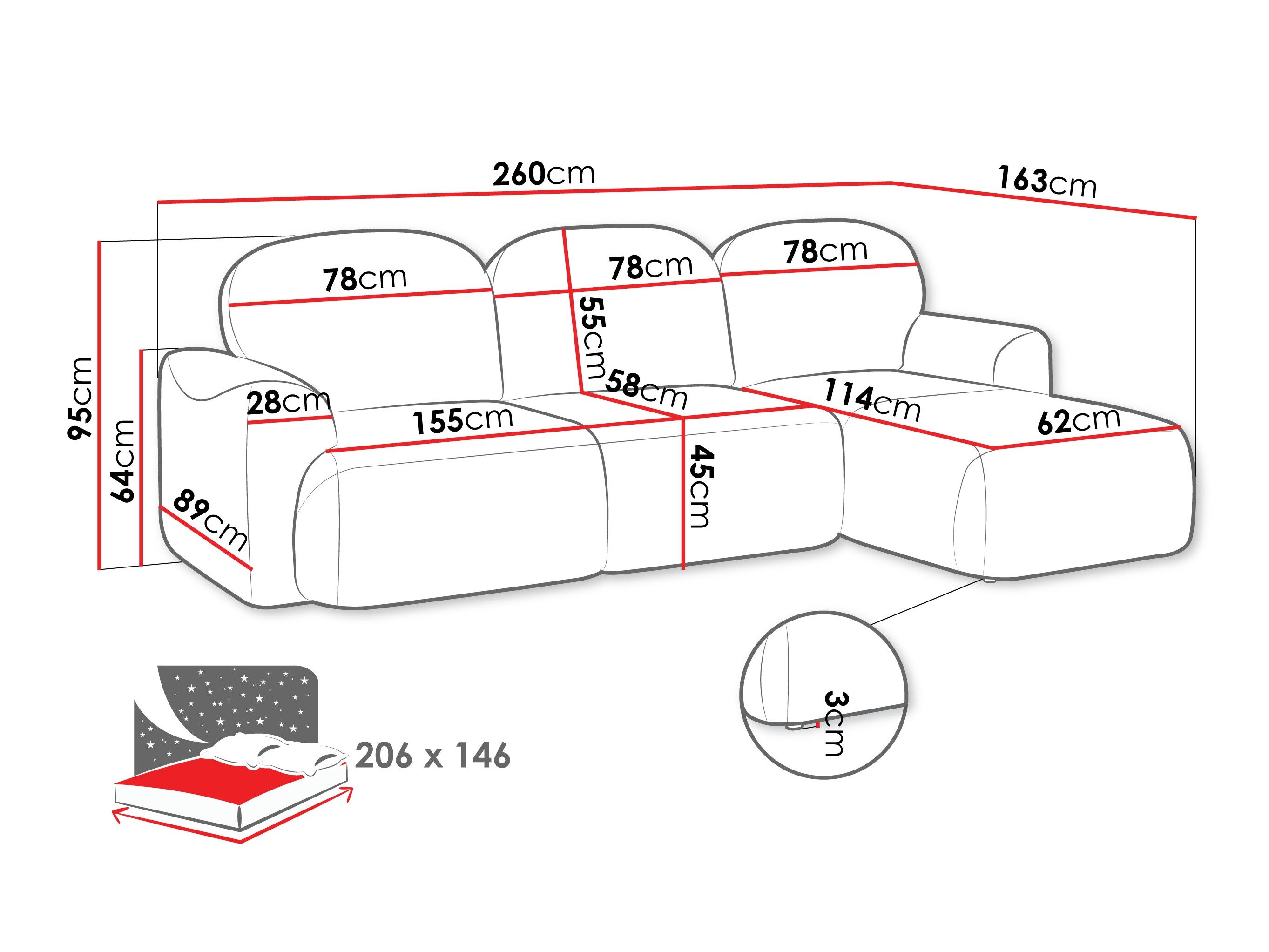 Hjørnesofa ComfiDream Fjoruna (Cremona 97)