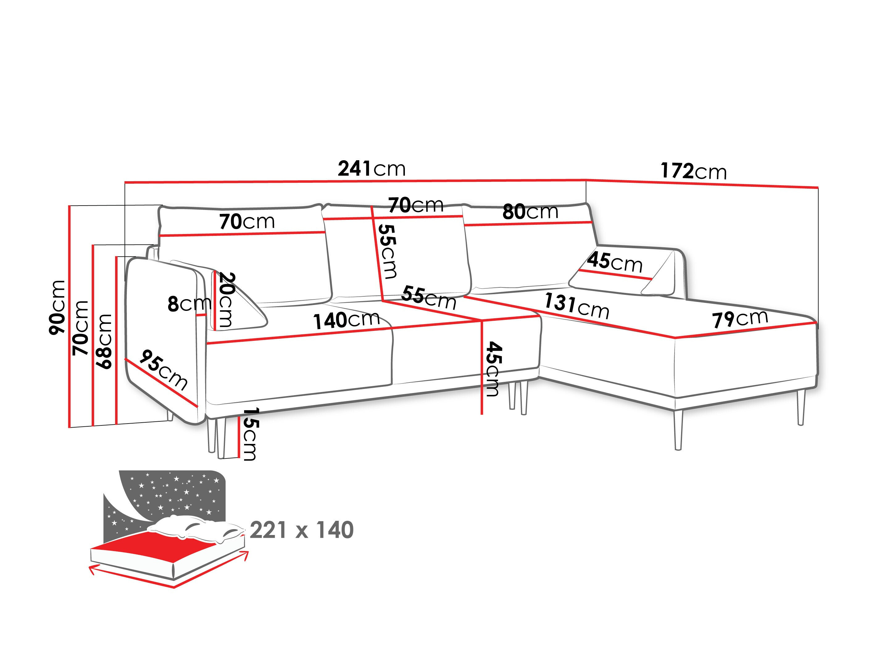 Hjørnesofa ComfiDream Clarora (Sicuro 50)