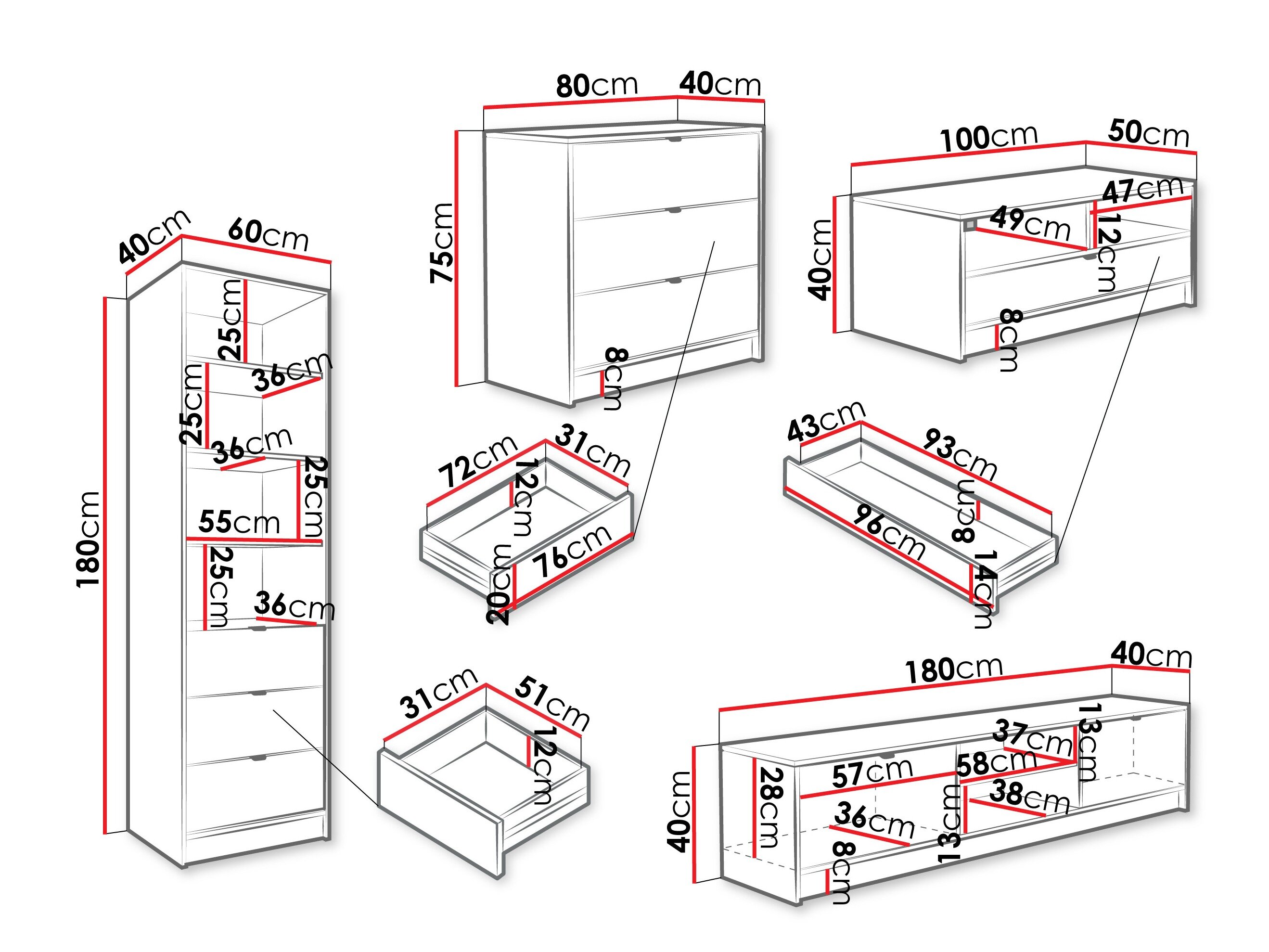 Stuemøbelsæt Comfivo Papilio VII (Sort)