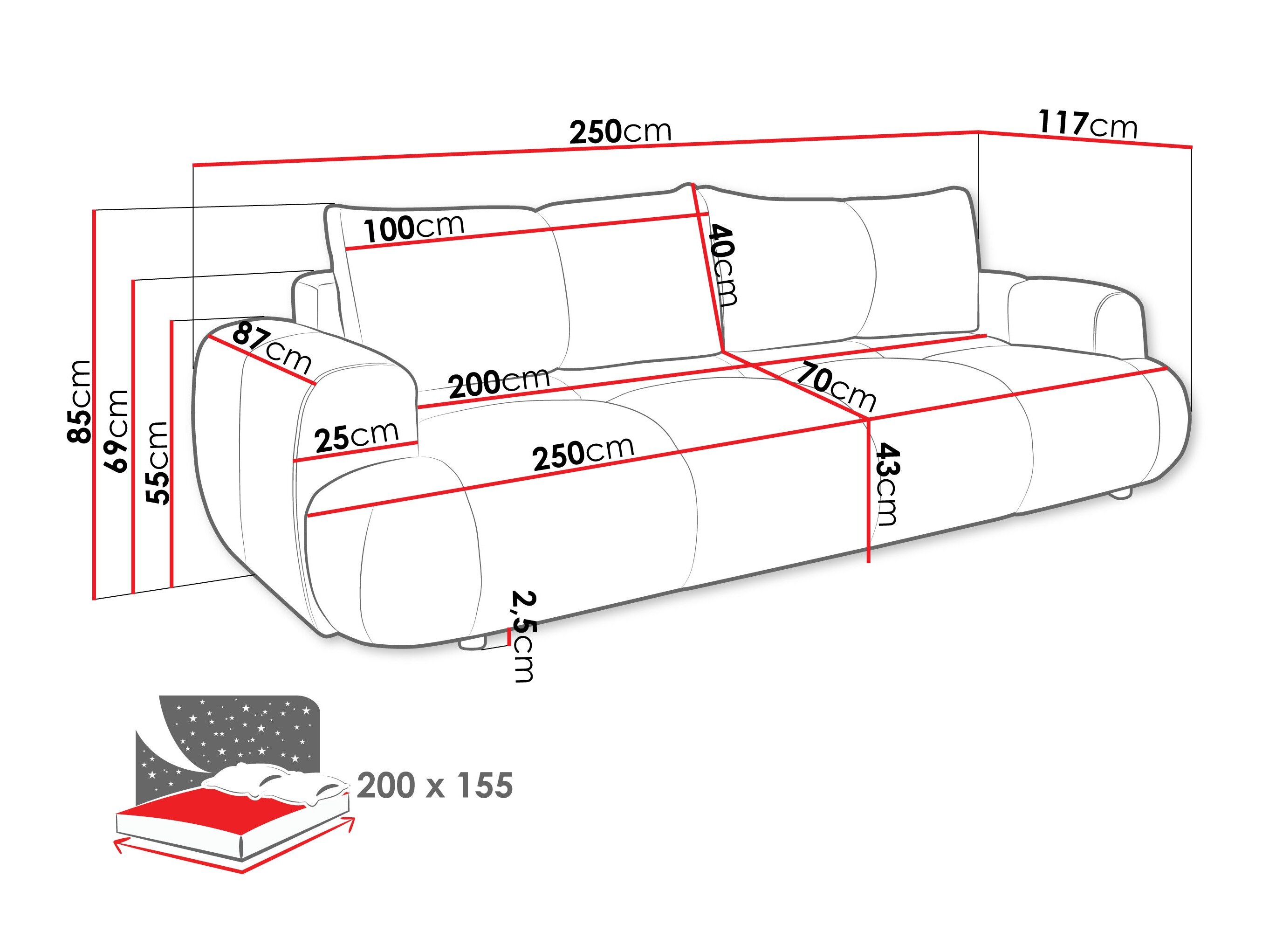 Sovesofa TrendyNest 115 (Now Or Never 03)