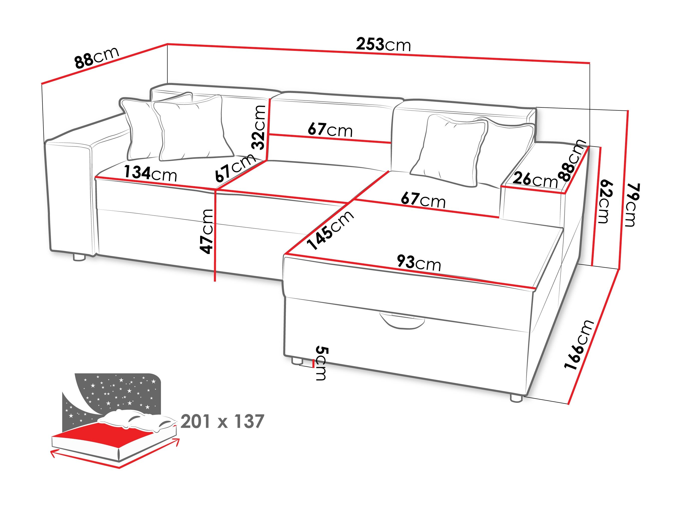 Hjørnesofa Clovis 116 (Coral 15)