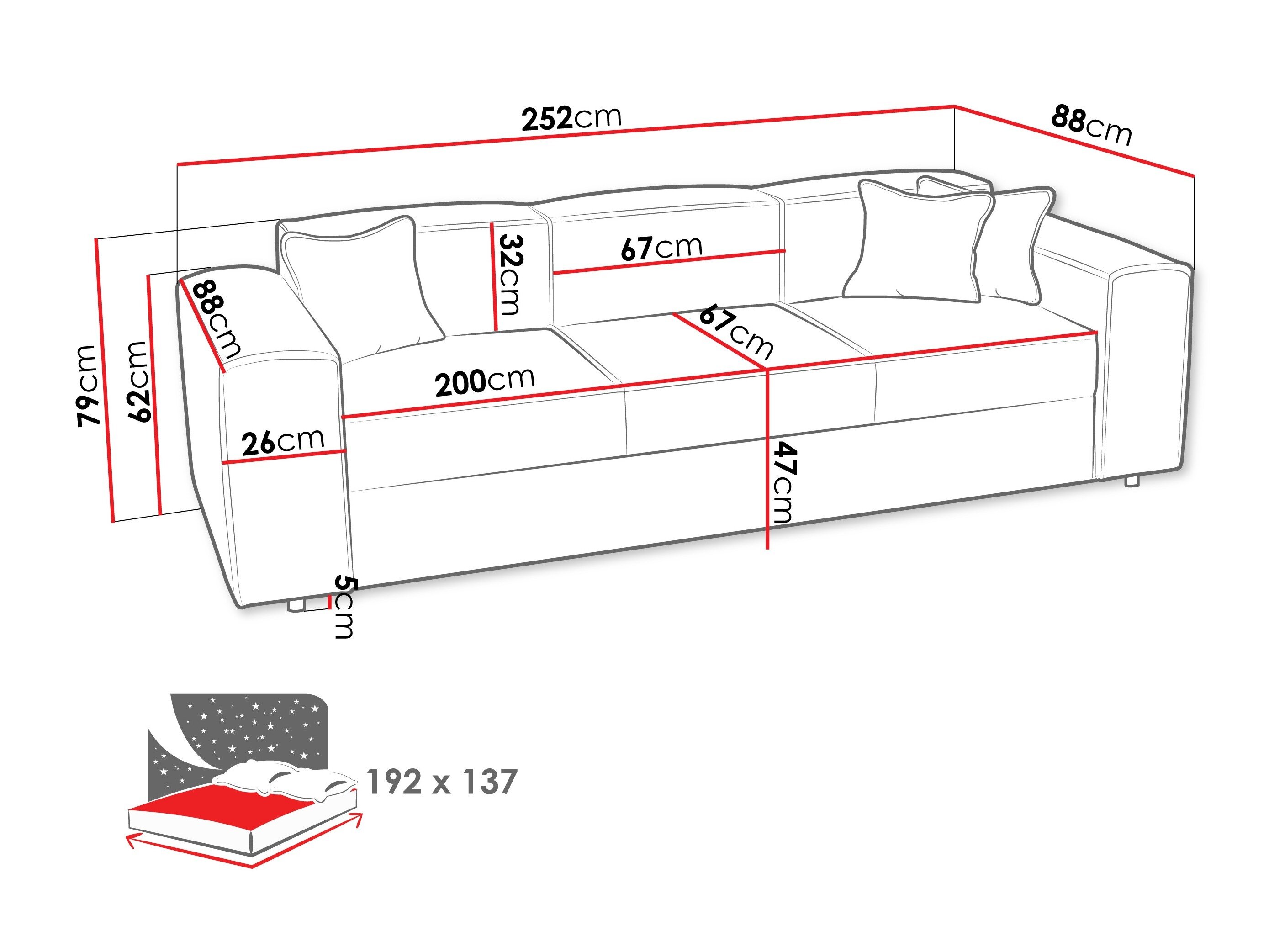 Slaapbank Clovis 114 (Coral 50)