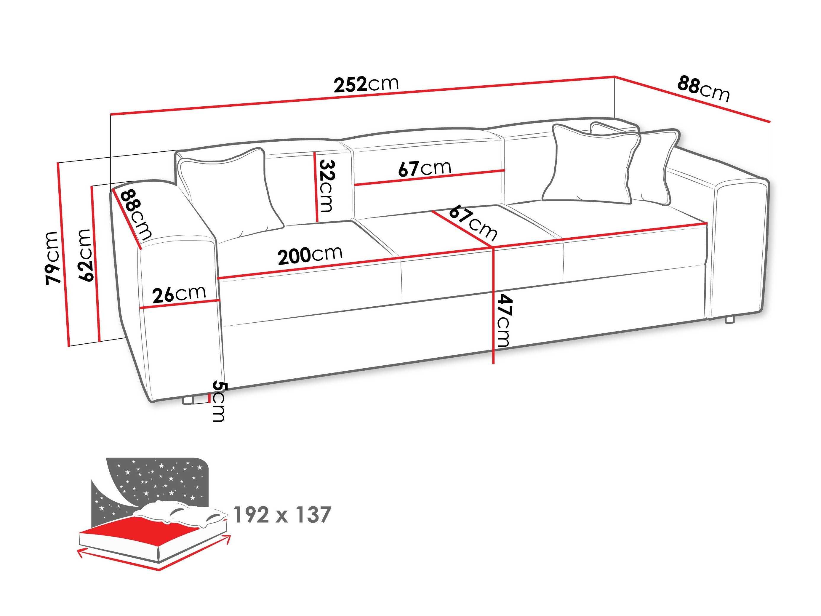 Slaapbank Clovis 114 (Coral 55)