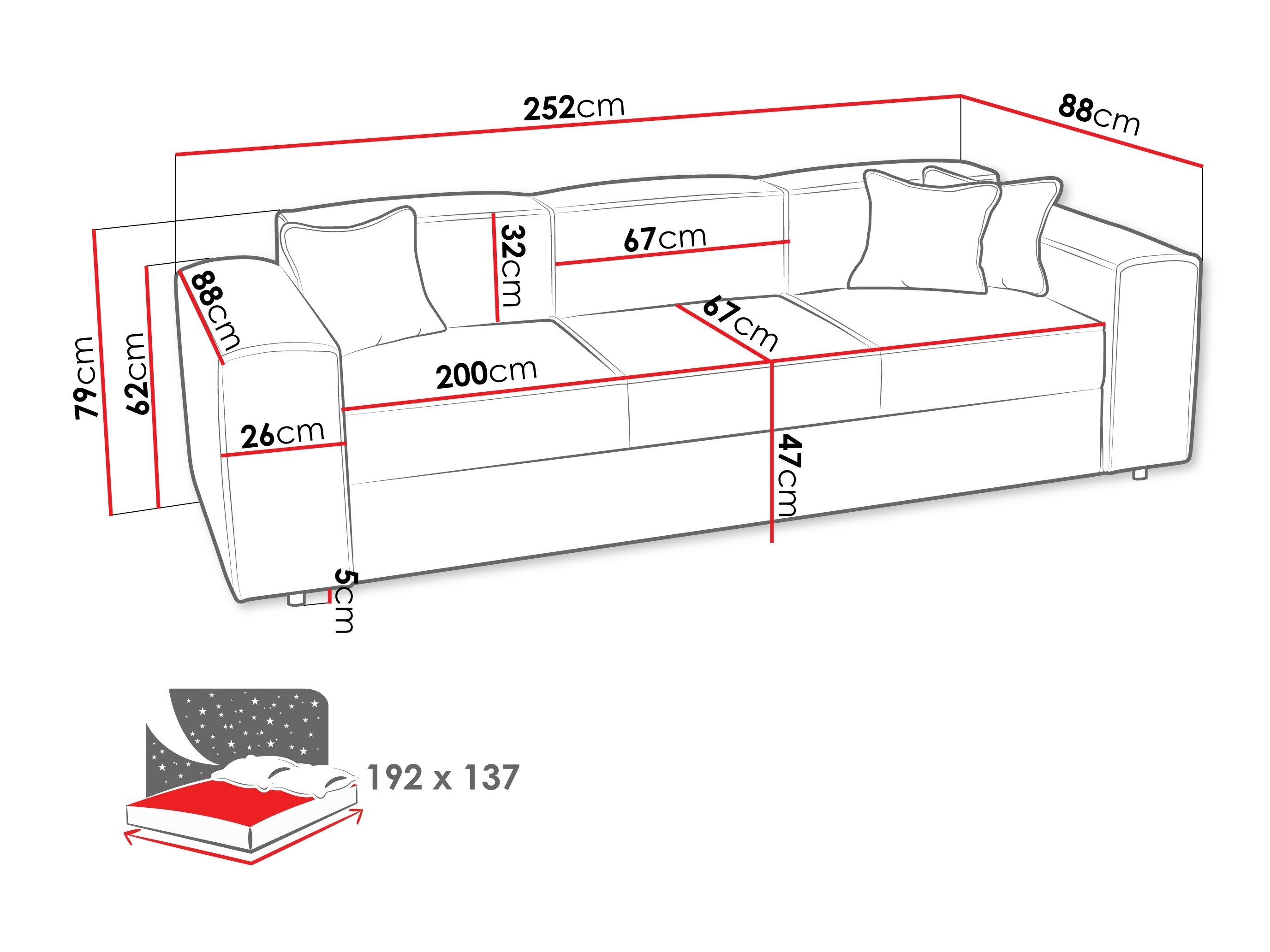 Slaapbank Clovis 114 (Coral 65)
