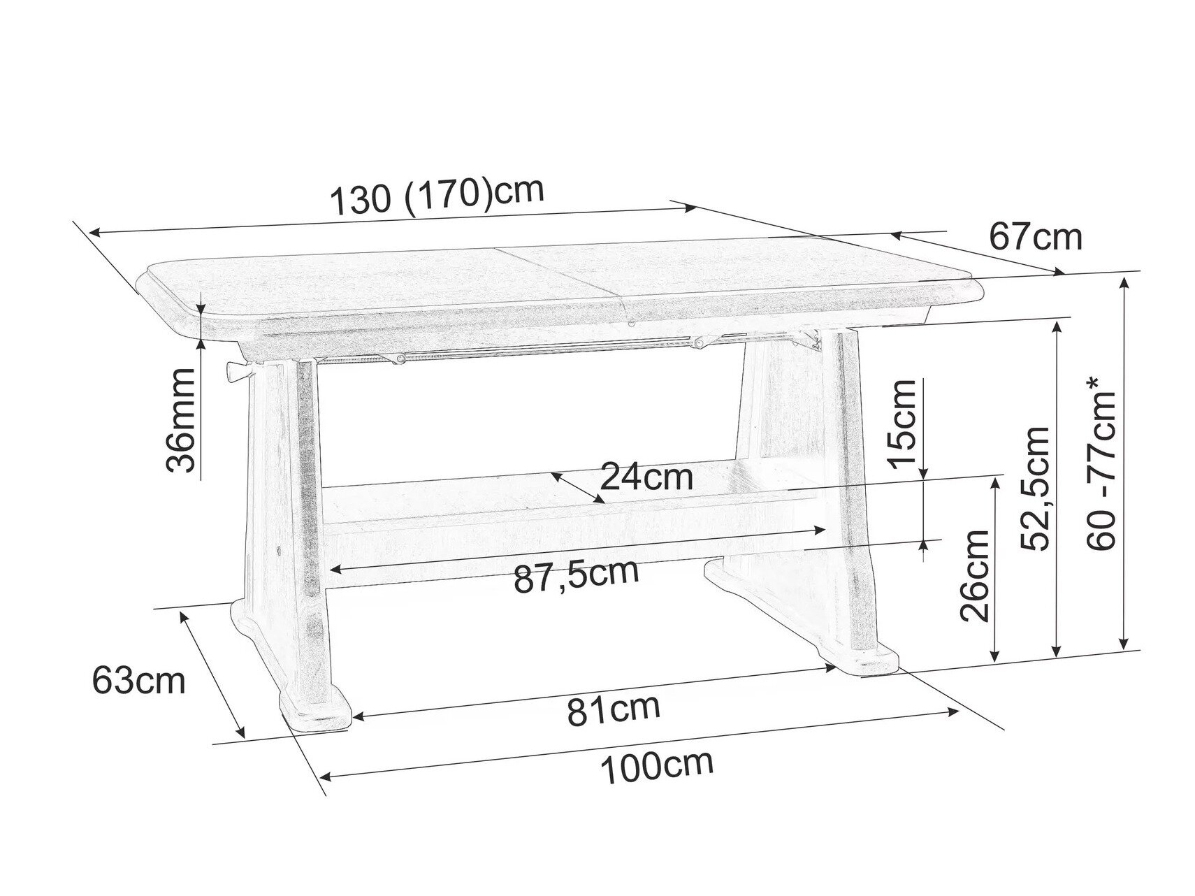 Transformer sofabord Detroit 811 (Nød)