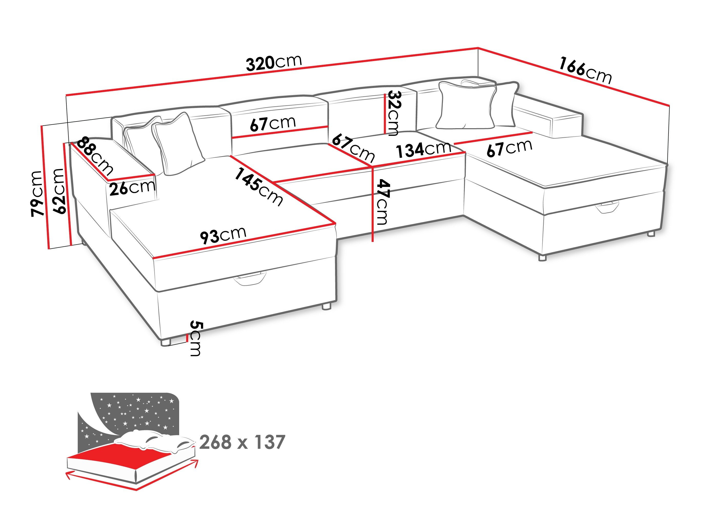 Hjørnesofa Clovis 115 (Coral 75)