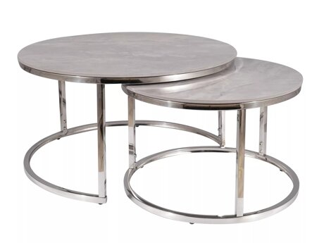 Salontafel set Detroit 676 (Grijs marmer + Zilver)