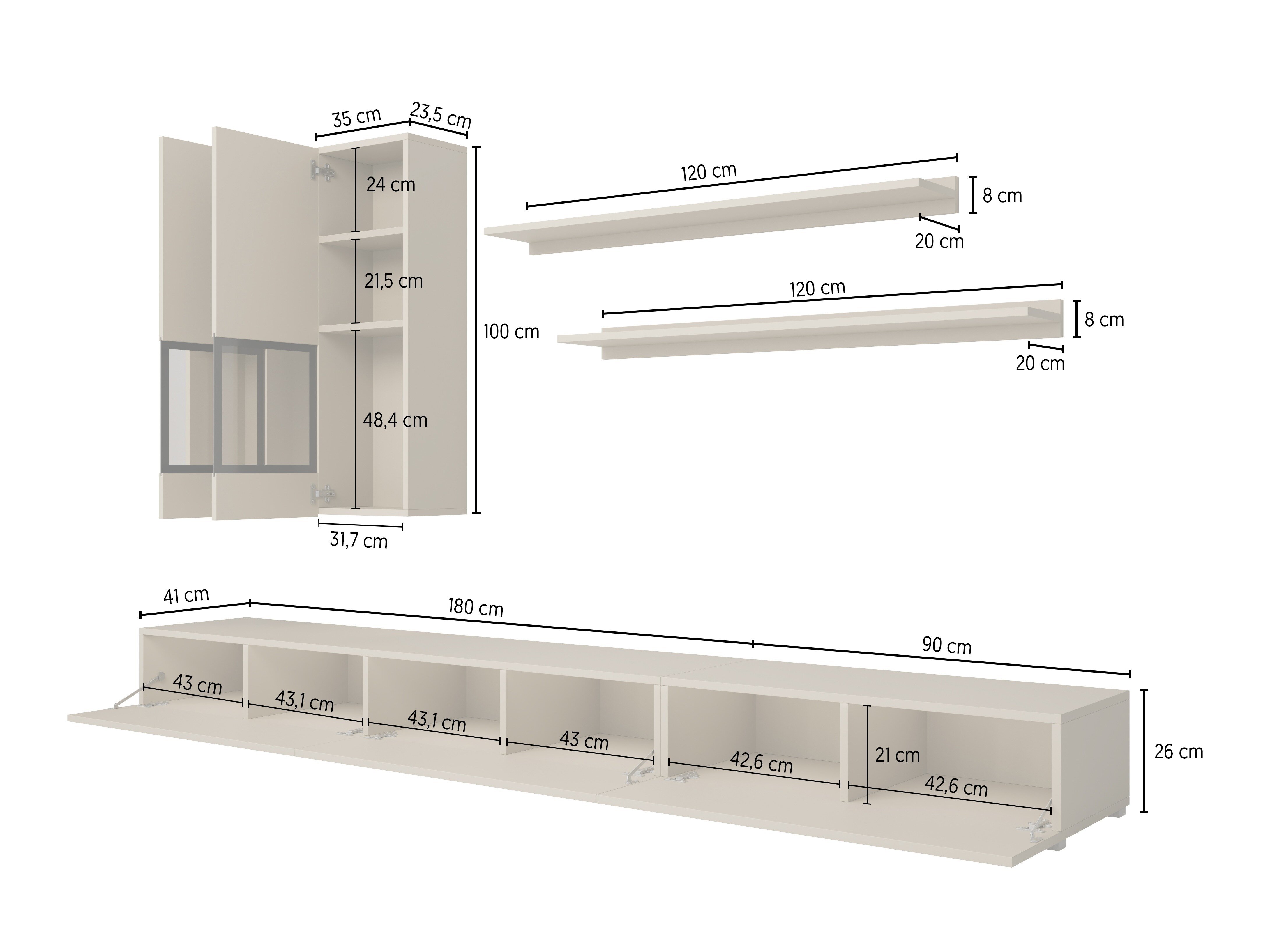 Stuemøbelsæt Serodeu 100 (Artisan eg + Mat sort)