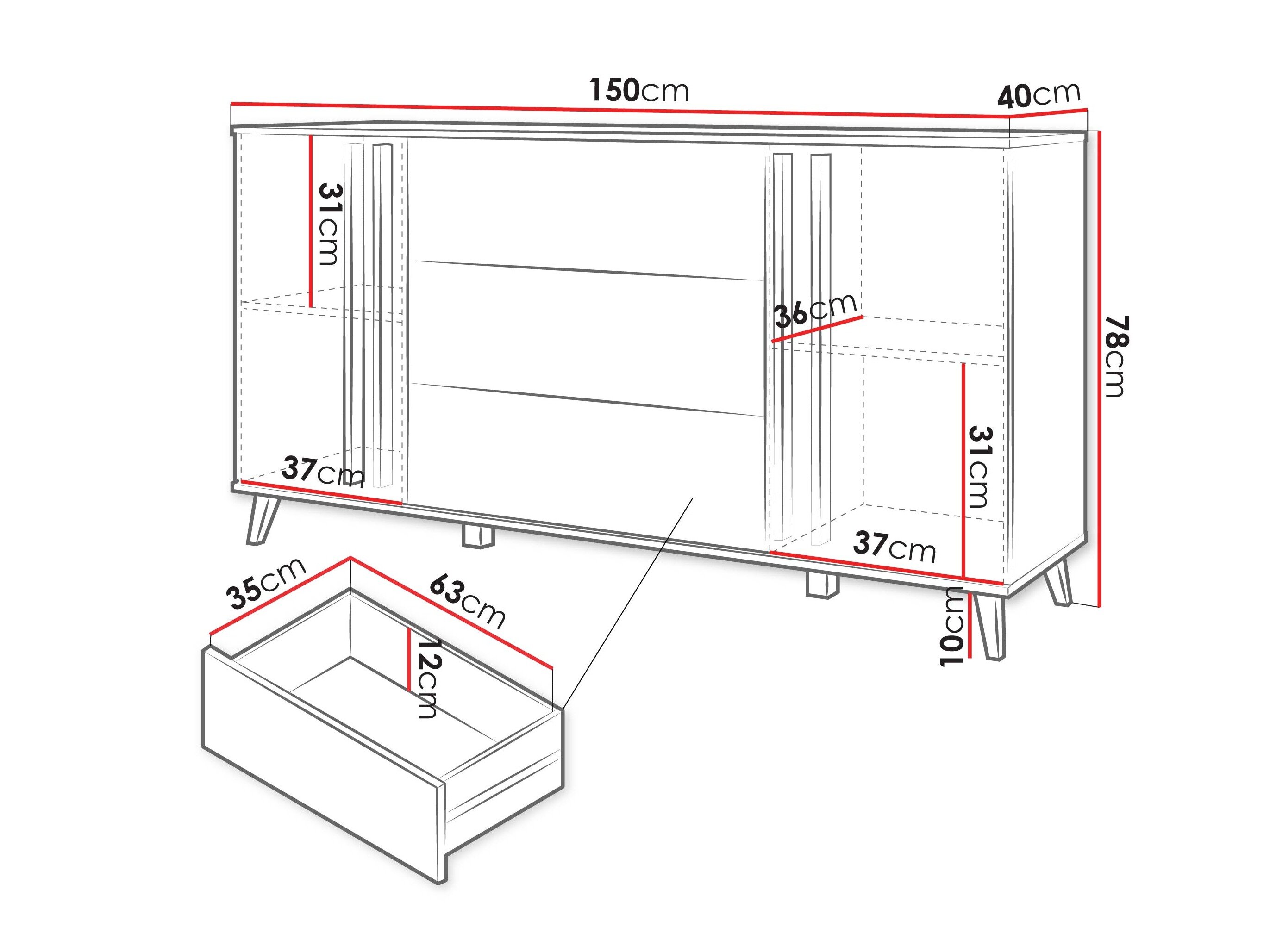 Kommode Temora 100 (Artisan eg + Grafit)