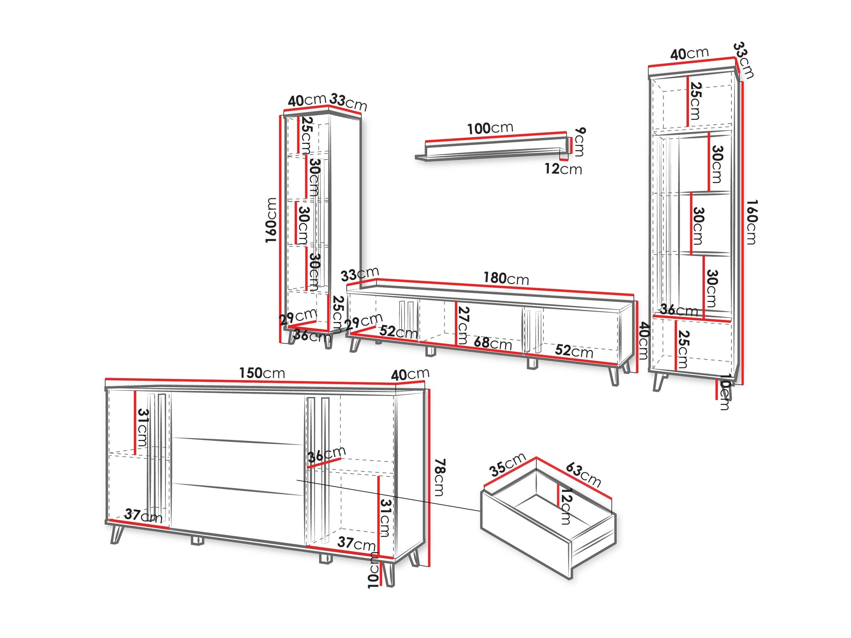 Stuemøbelsæt Facetor IV (Grafit)