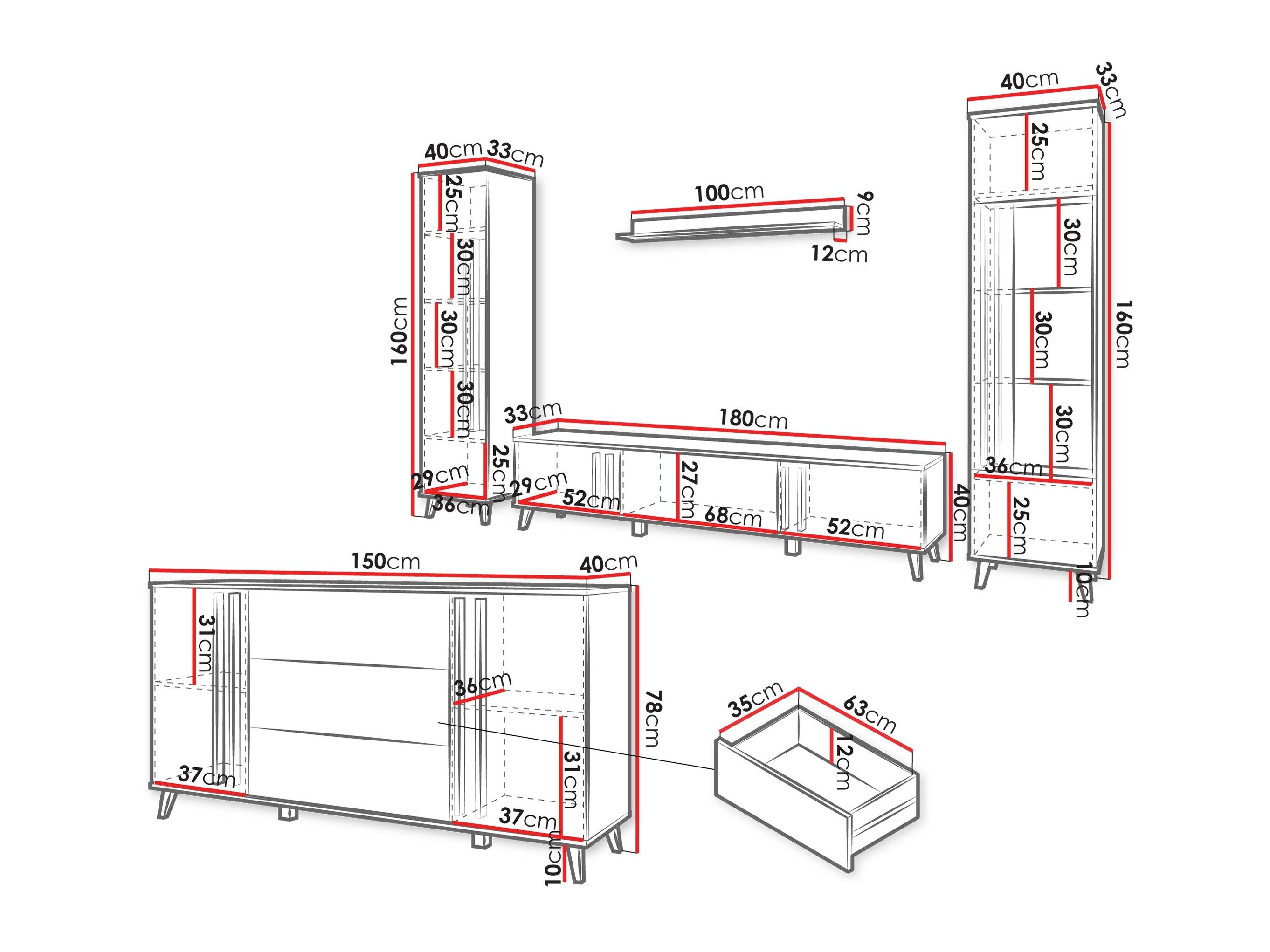 Stuemøbelsæt Temora 105 (Artisan eg + Grafit)