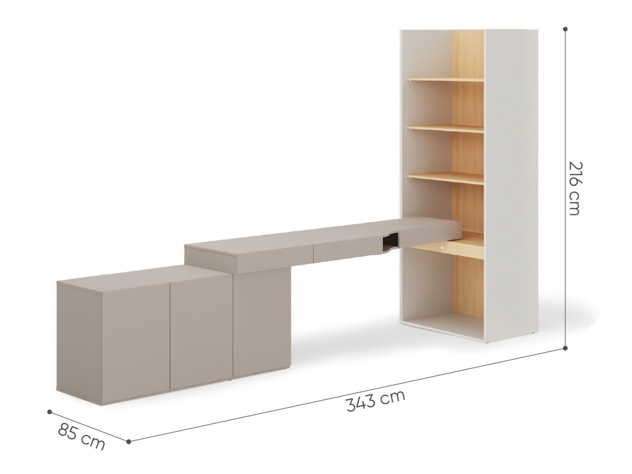Hjemmekontorsæt Evareve 118 (Grå + Egetræ)
