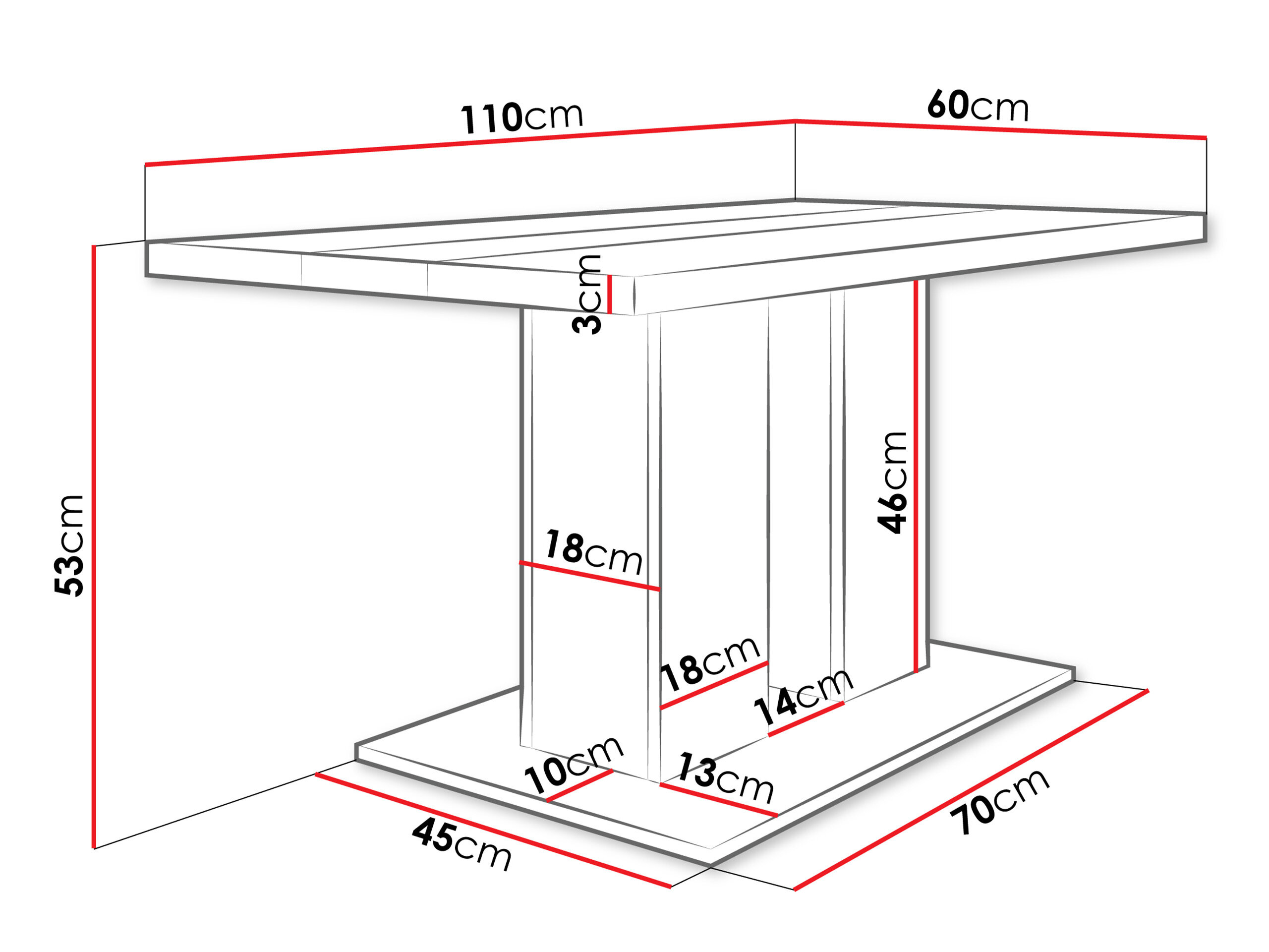 Sofabord Tucson 147 (Hvid + Sort)
