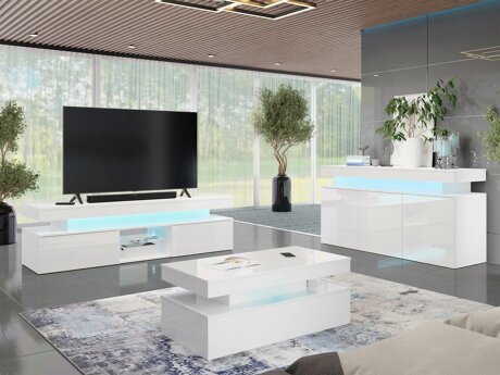 Woonkamerset Monfero (Wit + Glanzend wit)