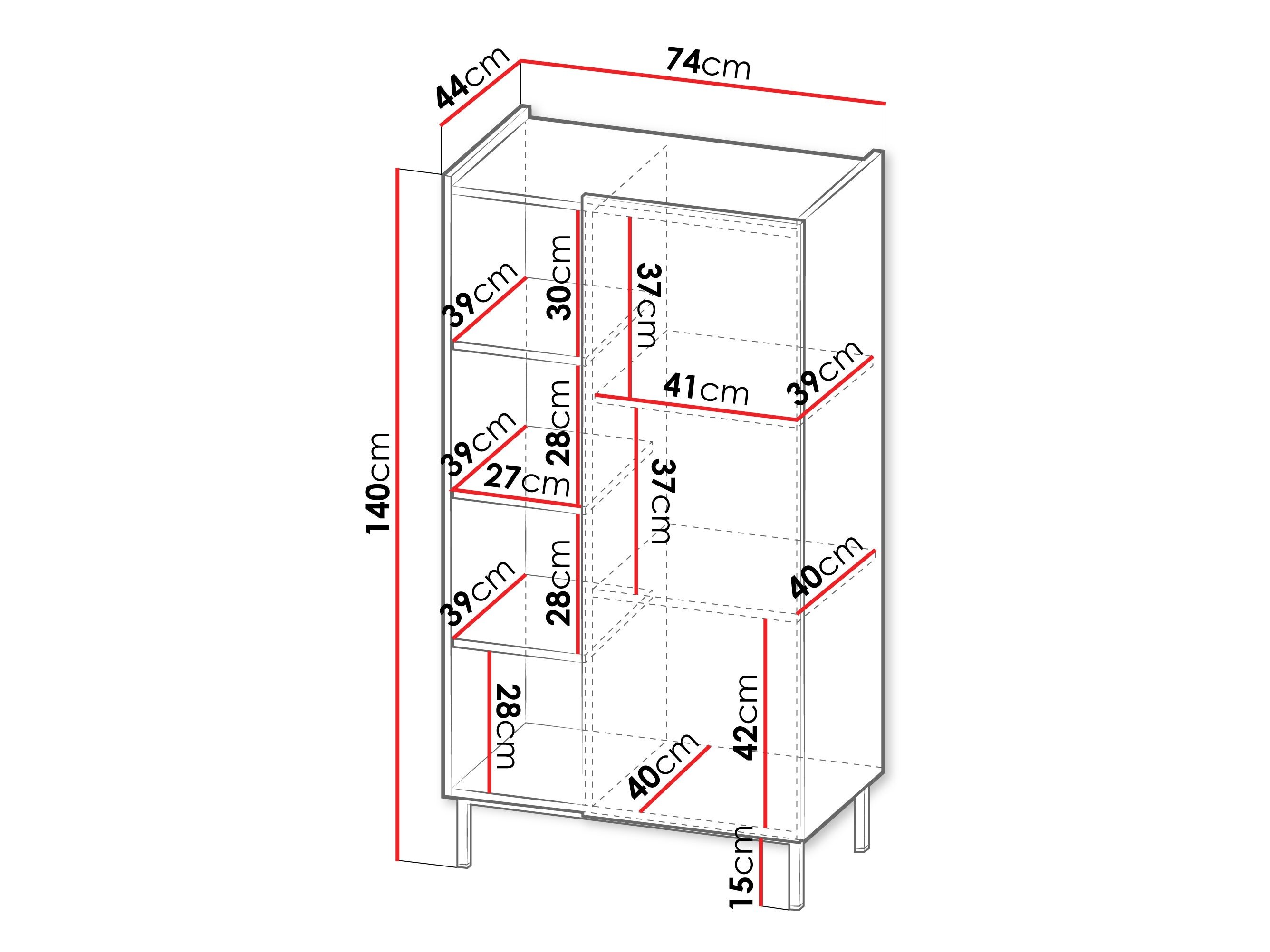 Boekenkast Veldome 101 (Zwart + Lichtbruin)