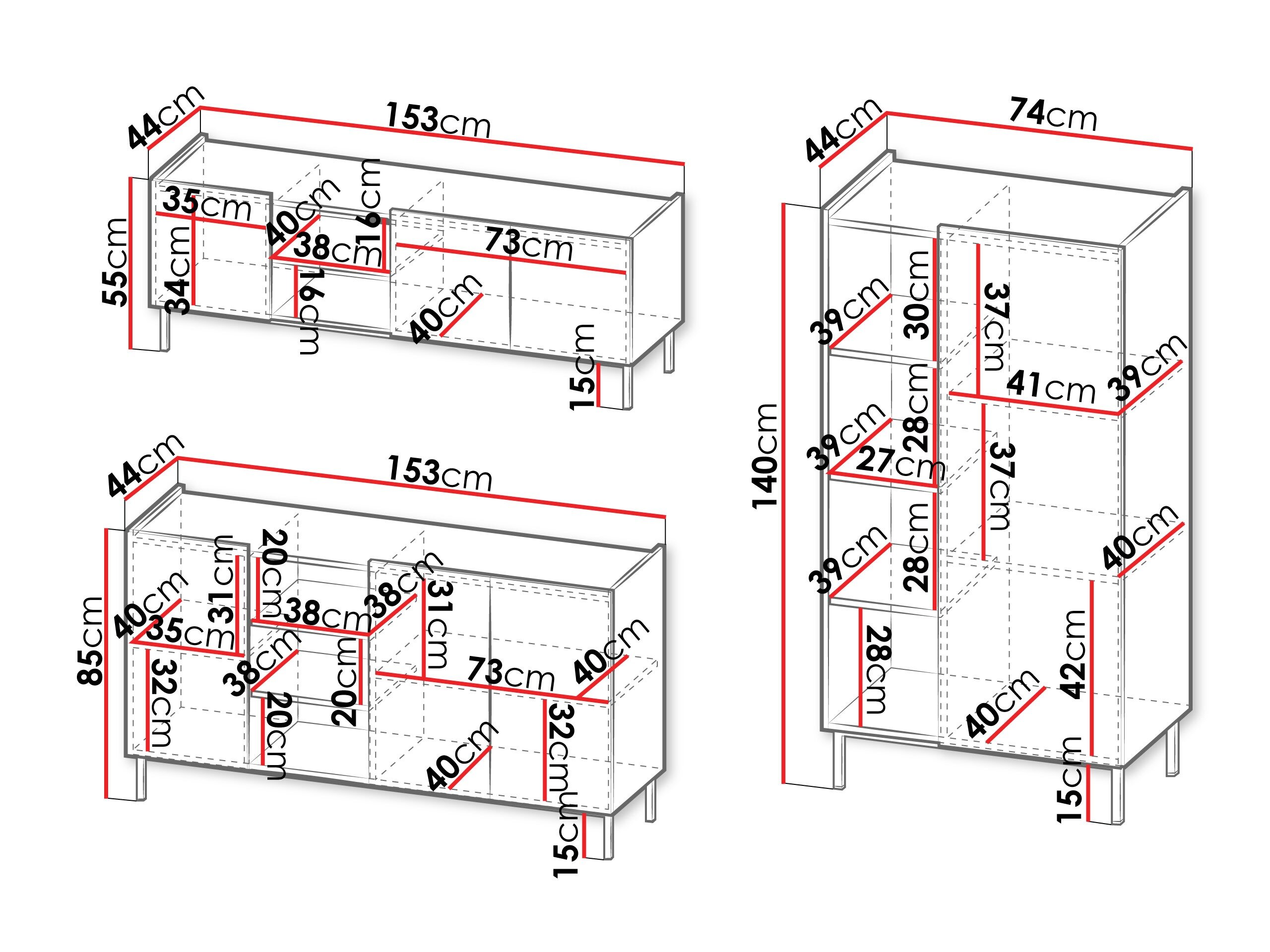 Stuemøbelsæt Veldome 103 (Sort + Lysebrun)