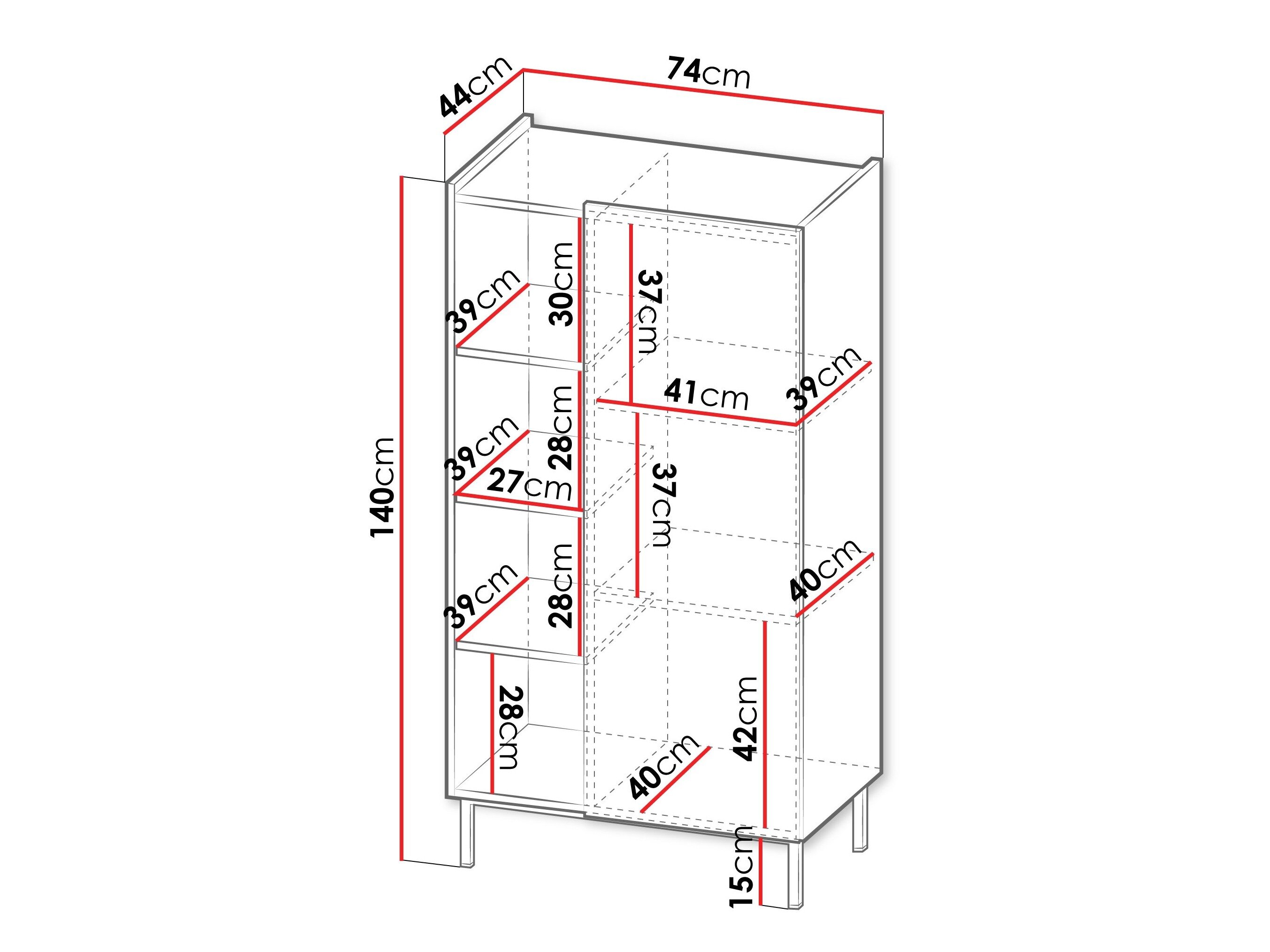 Boekenkast Veldome 101 (Kasjmier + Eiken)
