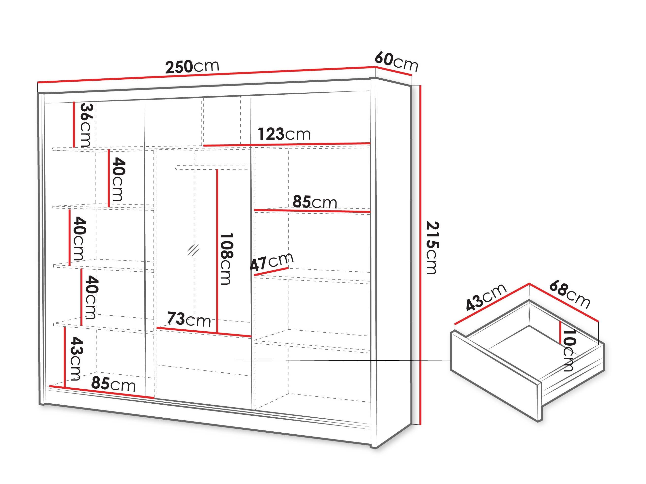 Garderobeskab Gemes I (Wotan eg + Hvid)